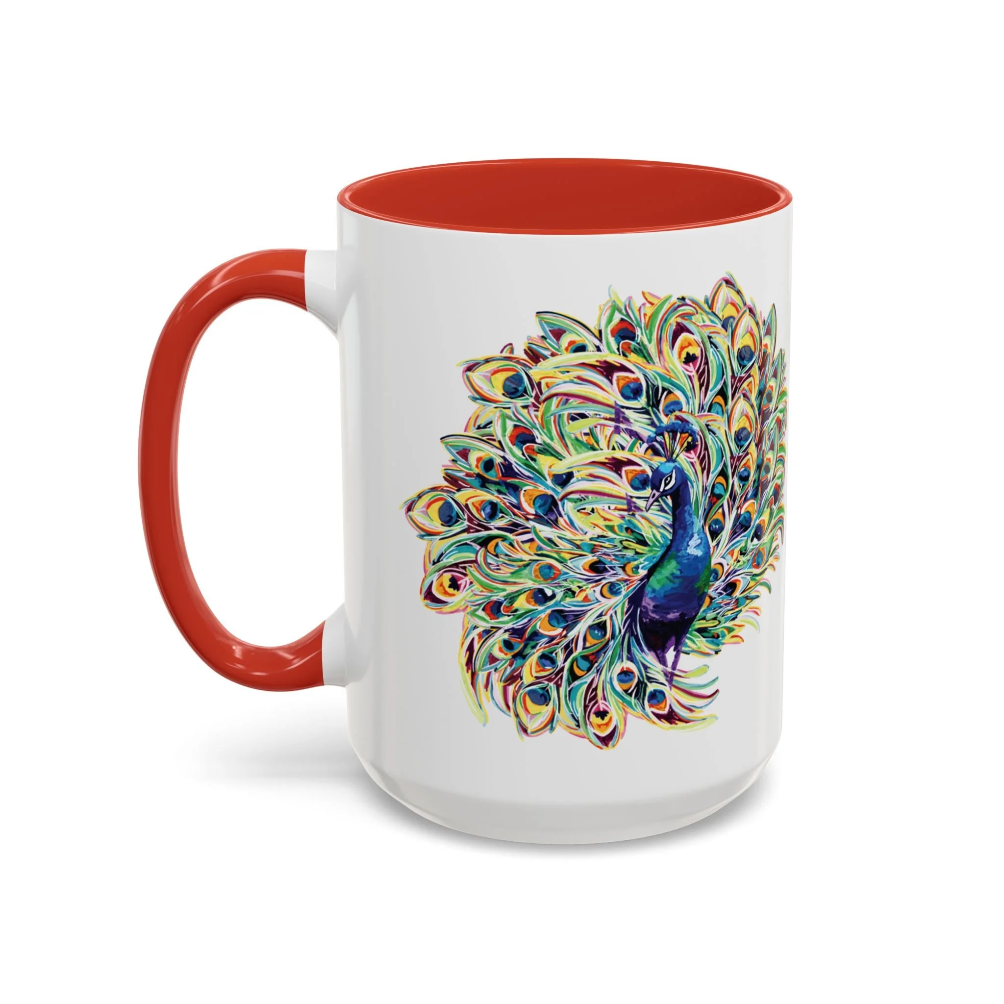 Peacock Burst Two Tone Ceramic Coffee Mugs 15oz