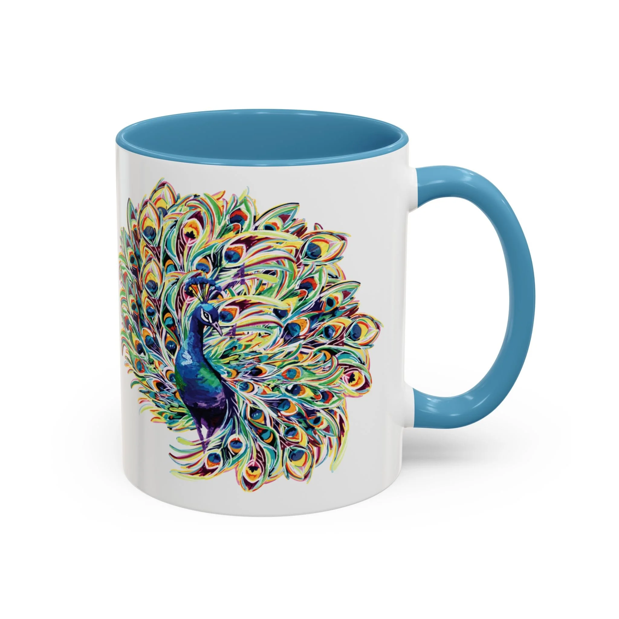 Peacock Burst Two Tone Ceramic Coffee Mugs 11oz