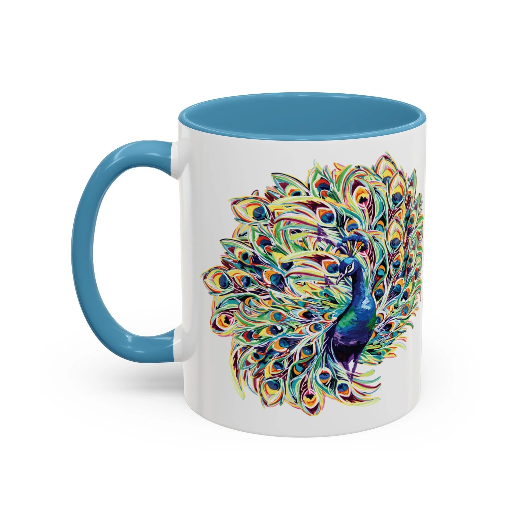 Peacock Burst Two Tone Ceramic Coffee Mugs 11oz