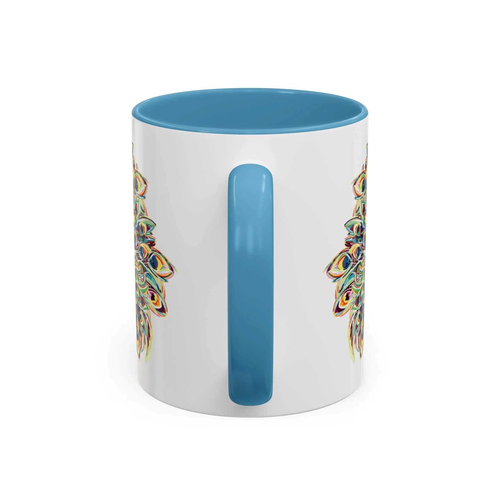 Peacock Burst Two Tone Ceramic Coffee Mugs 11oz