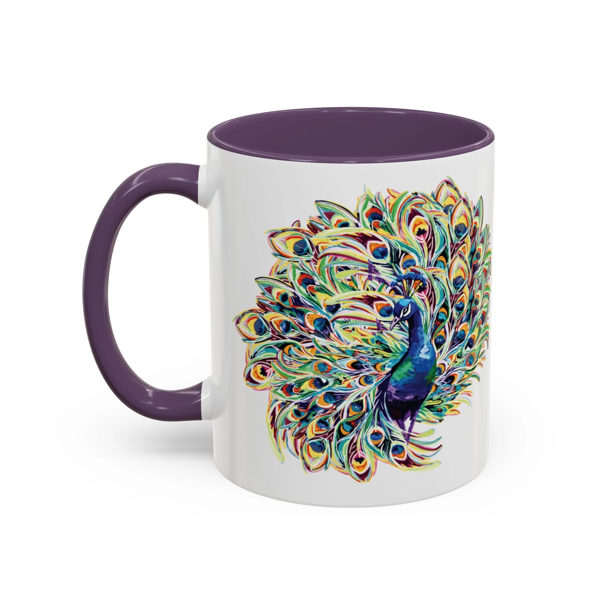 Peacock Burst Two Tone Ceramic Coffee Mugs 11oz