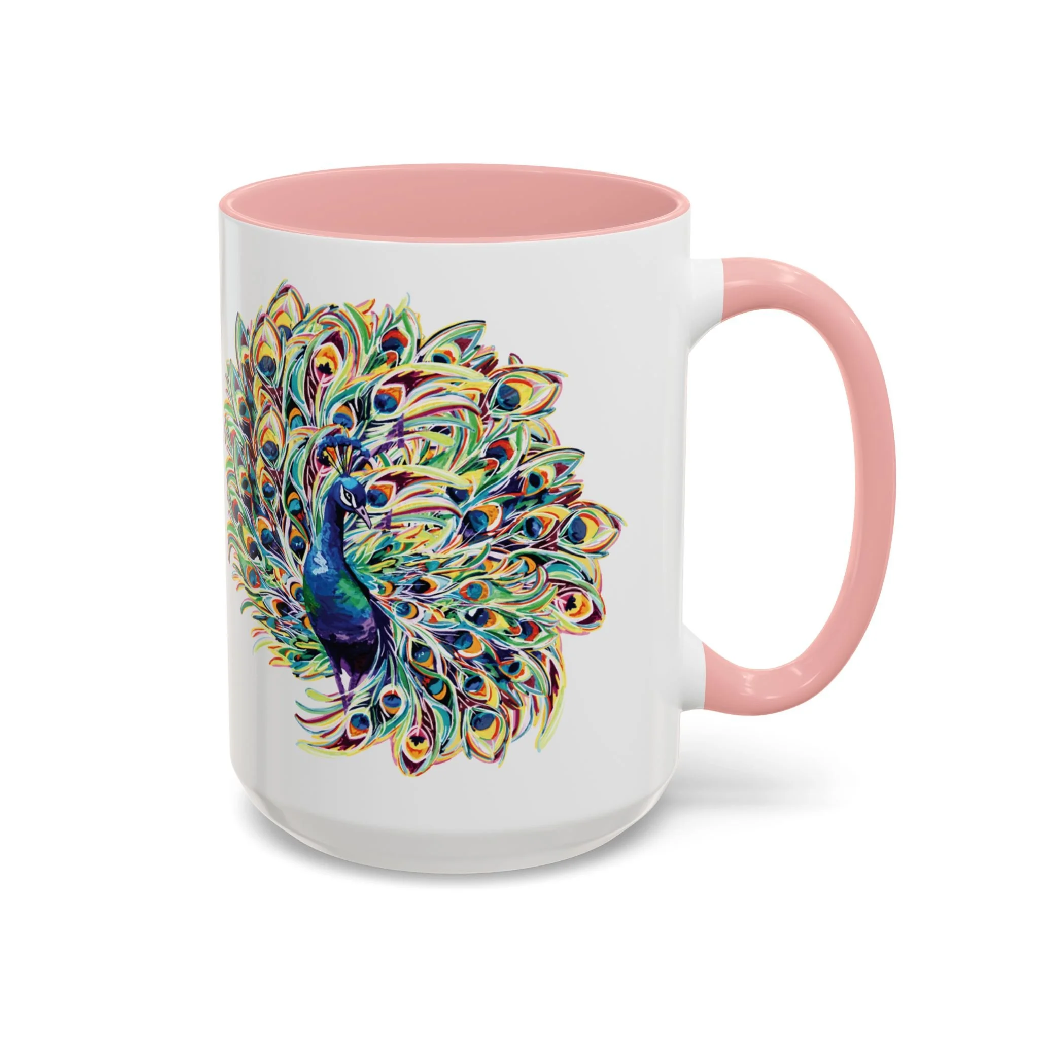 Peacock Burst Two Tone Ceramic Coffee Mugs 15oz