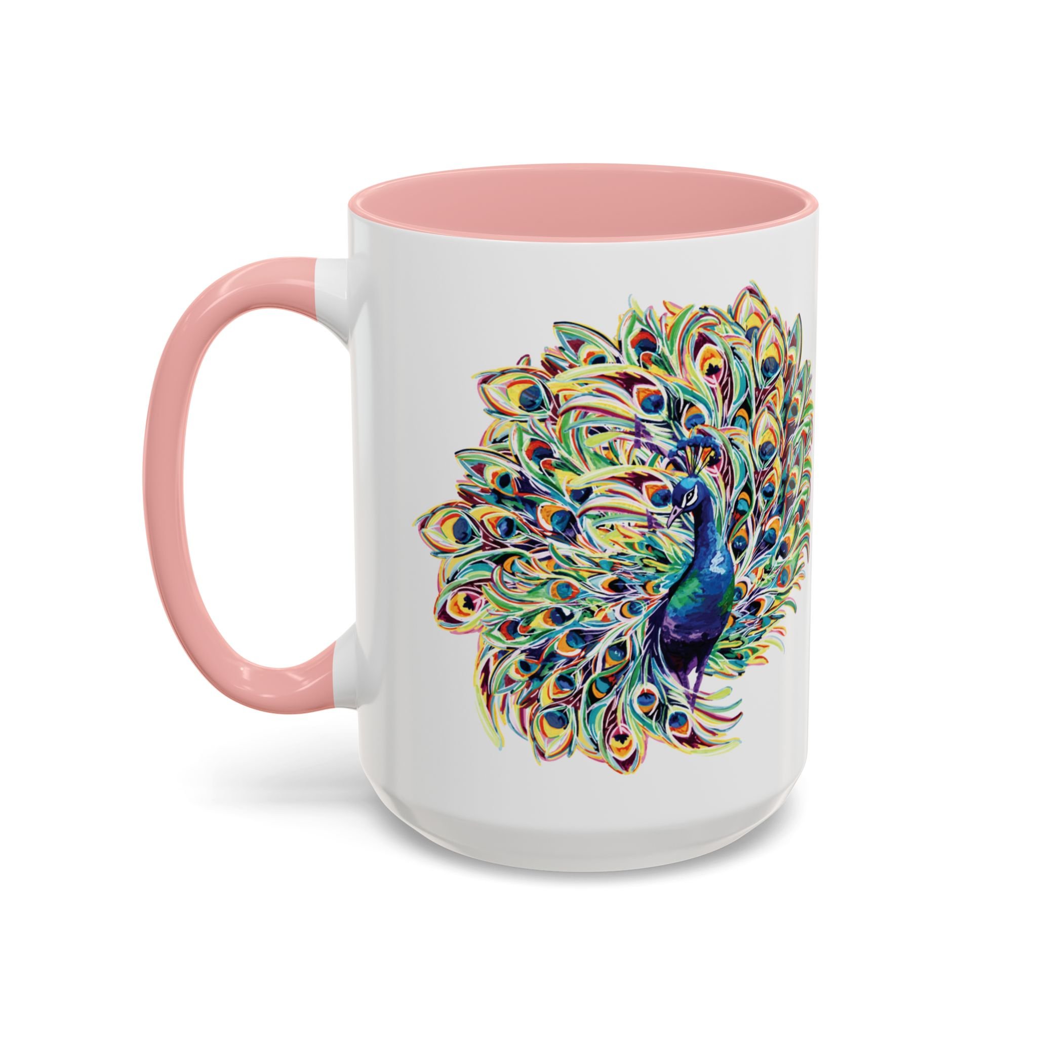 Peacock Burst Two Tone Ceramic Coffee Mugs 15oz