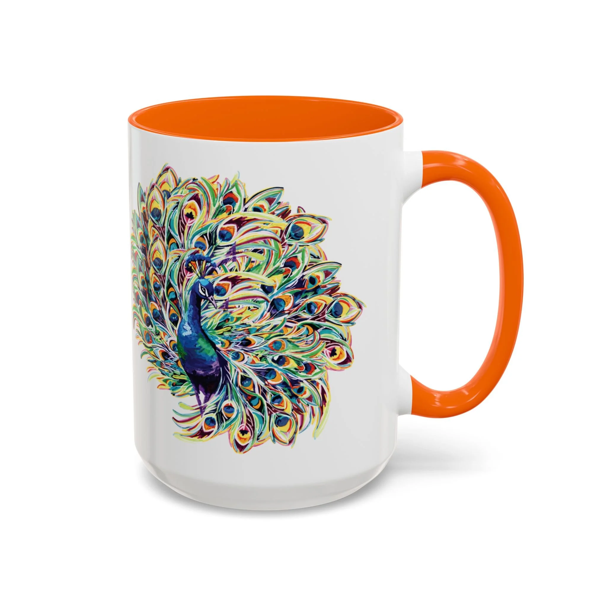 Peacock Burst Two Tone Ceramic Coffee Mugs 15oz