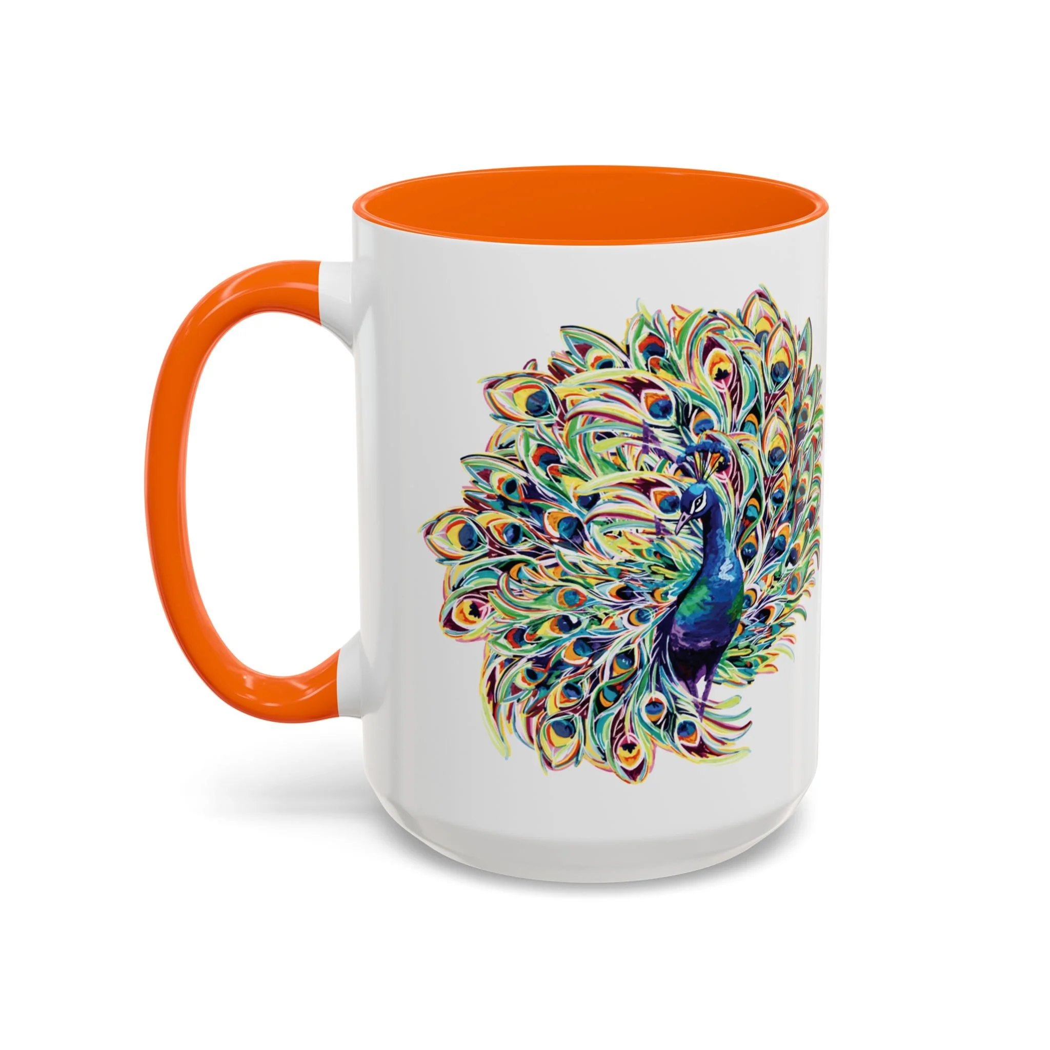 Peacock Burst Two Tone Ceramic Coffee Mugs 15oz