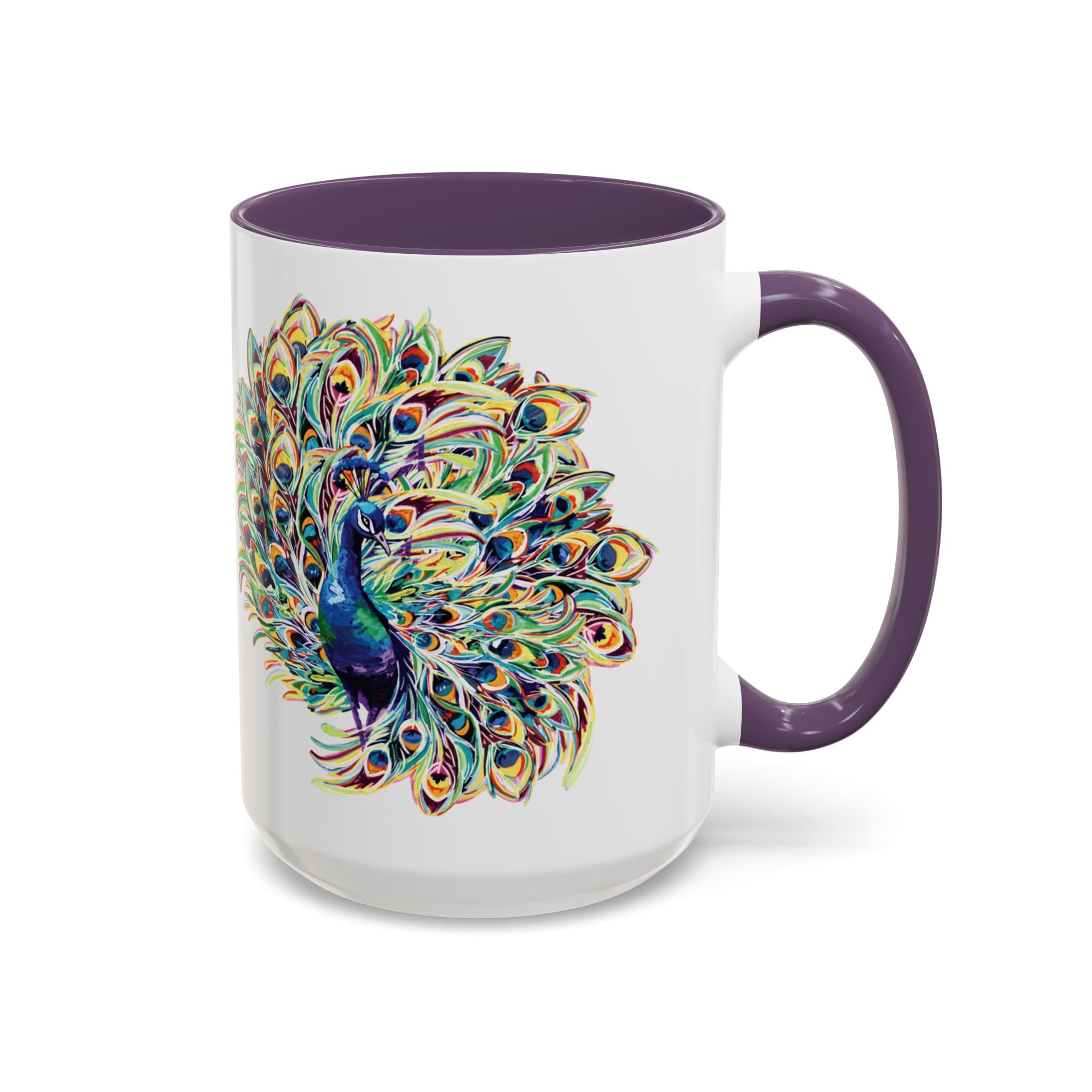 Peacock Burst Two Tone Ceramic Coffee Mugs 15oz