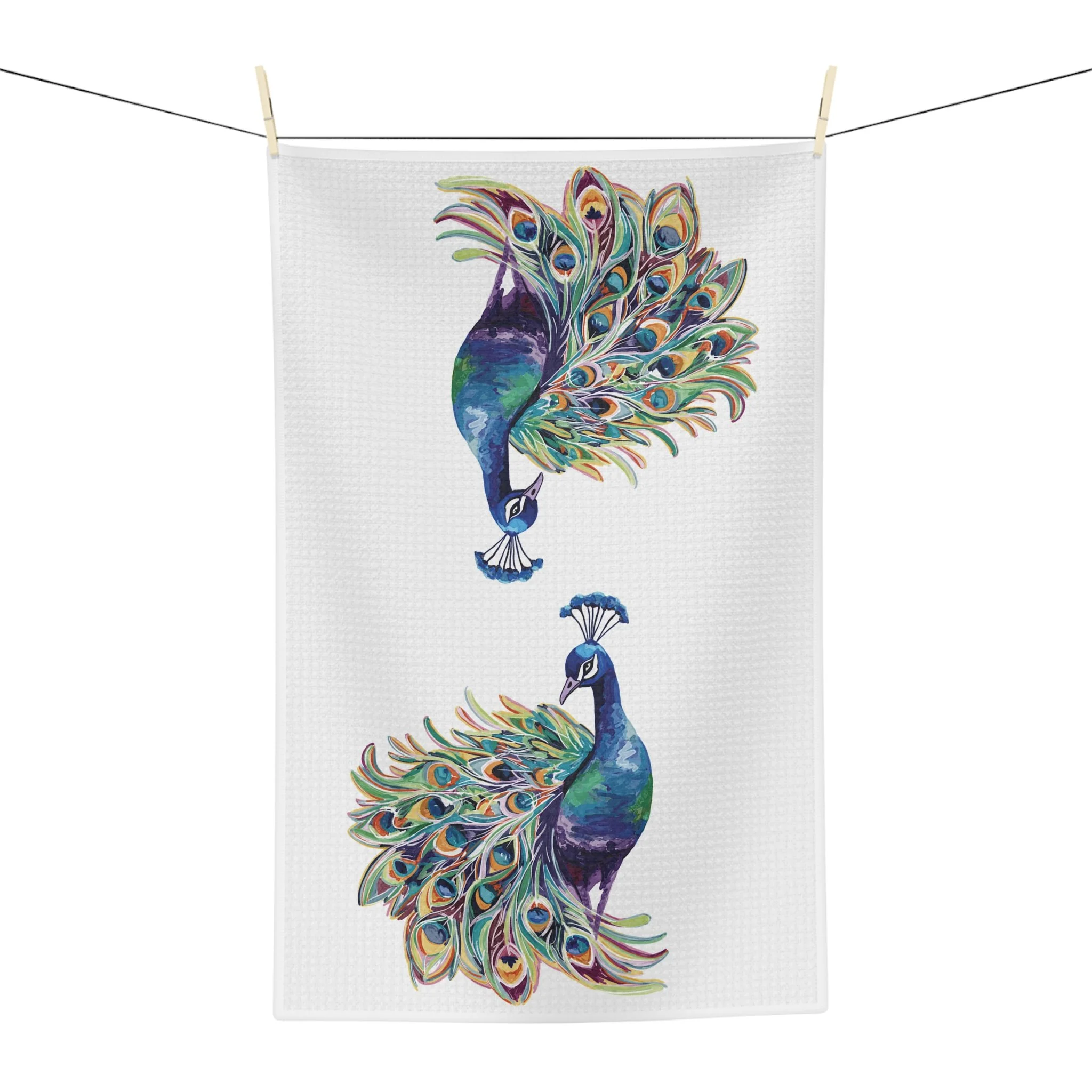 Peacock Microfiber Waffle Kitchen Towel 16" x 25"