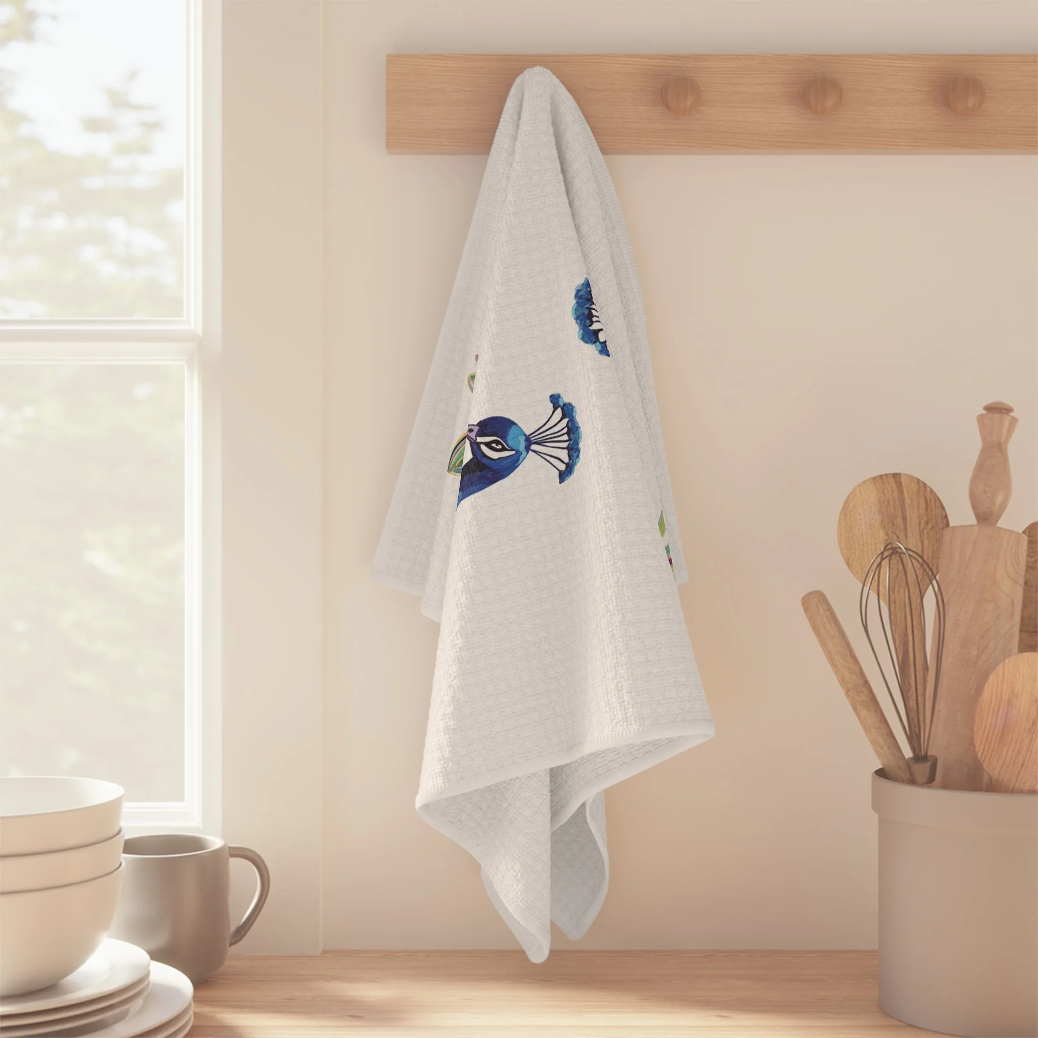 Peacock Microfiber Waffle Kitchen Towel