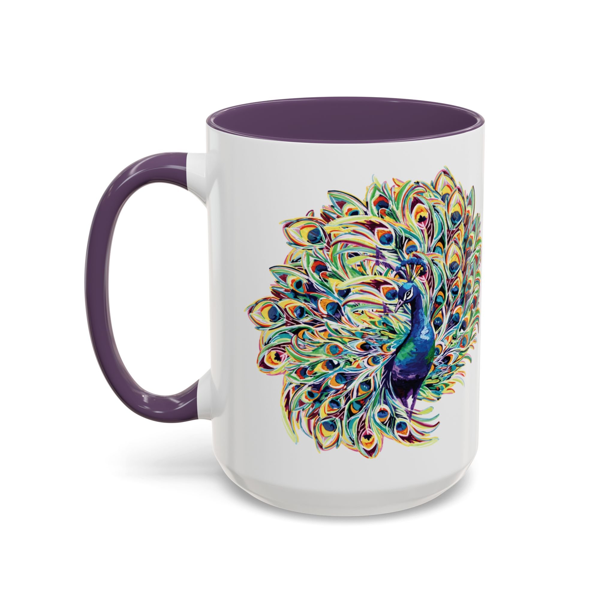 Peacock Burst Two Tone Ceramic Coffee Mugs 15oz