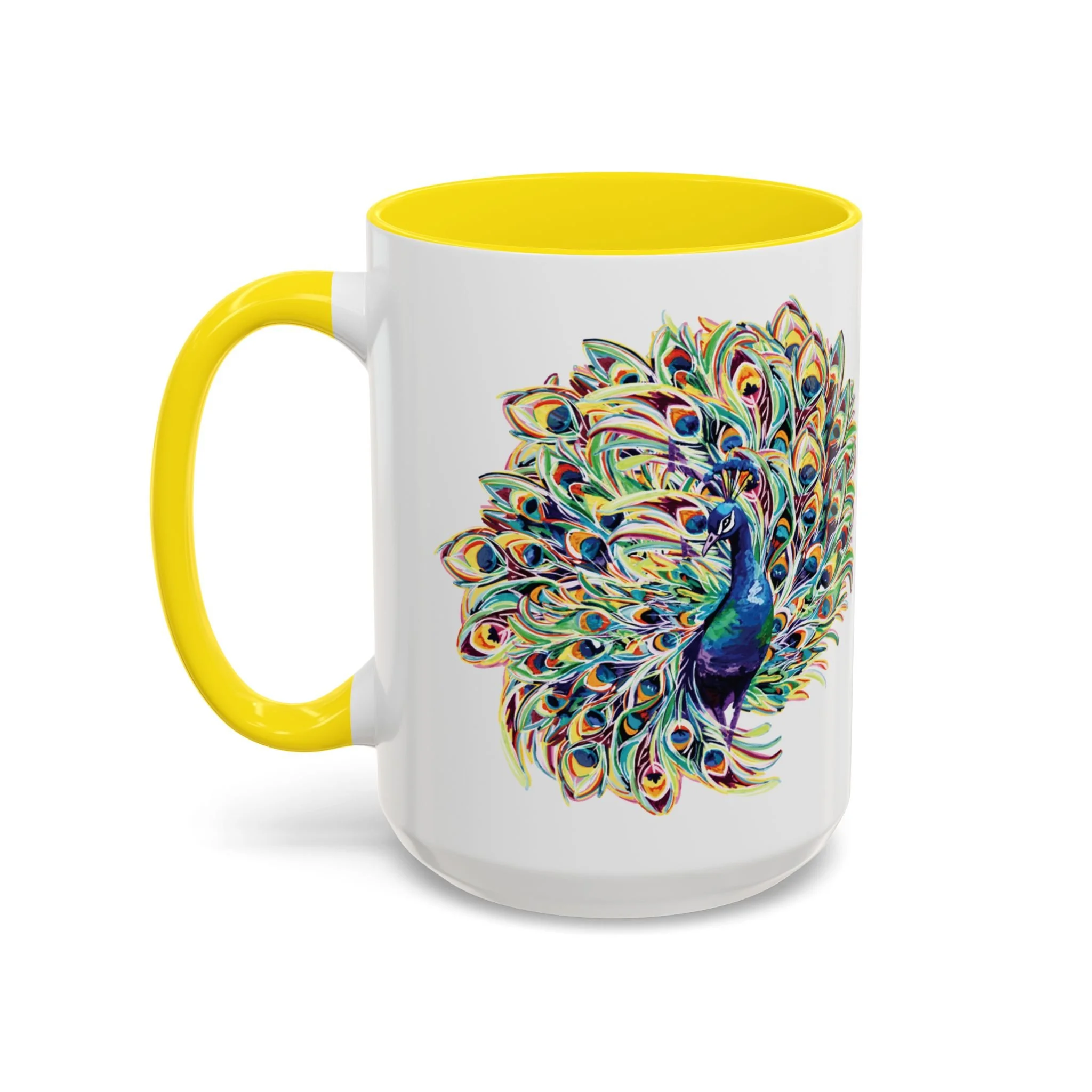 Peacock Burst Two Tone Ceramic Coffee Mugs 15oz