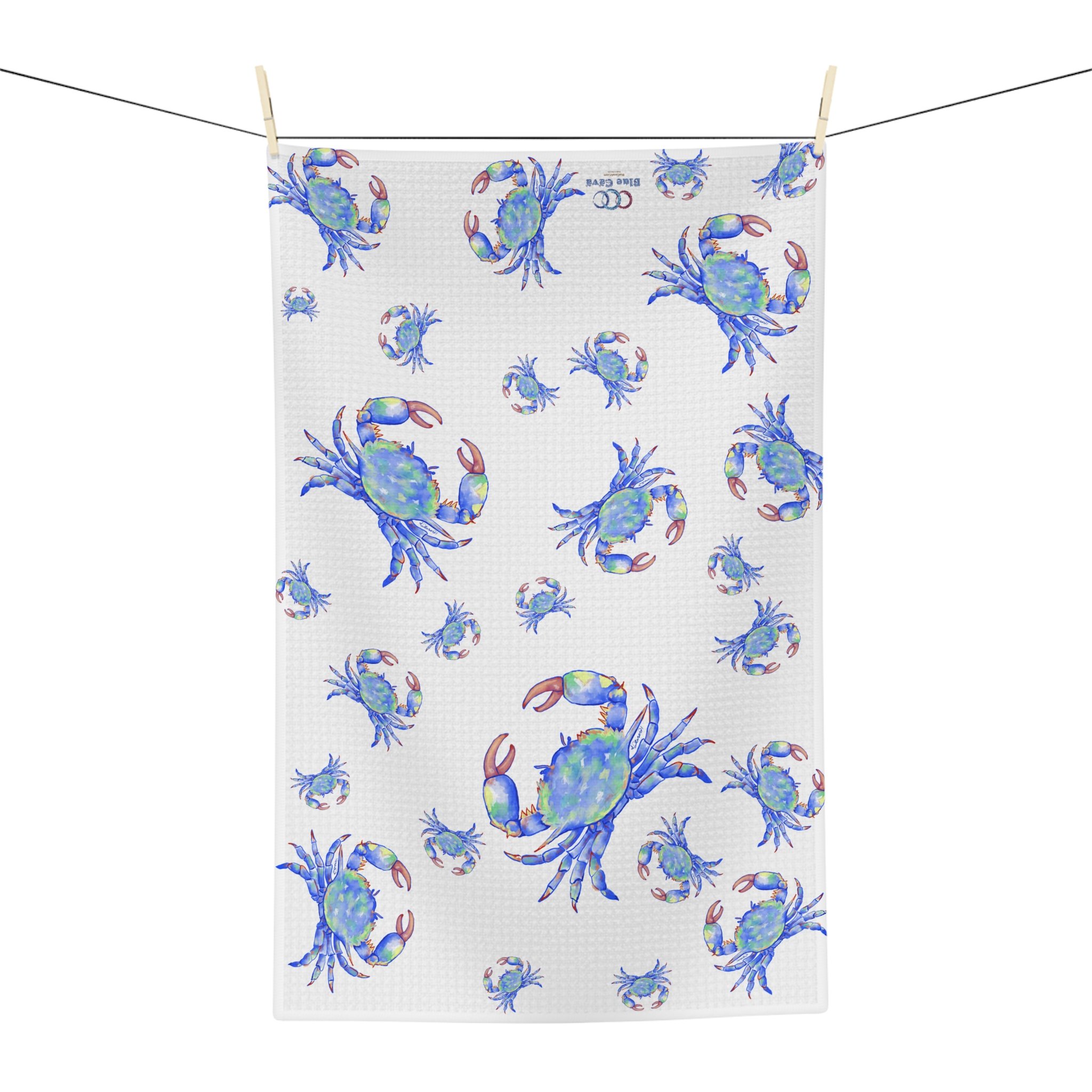 Blue Crabs Microfiber Waffle Kitchen Towel