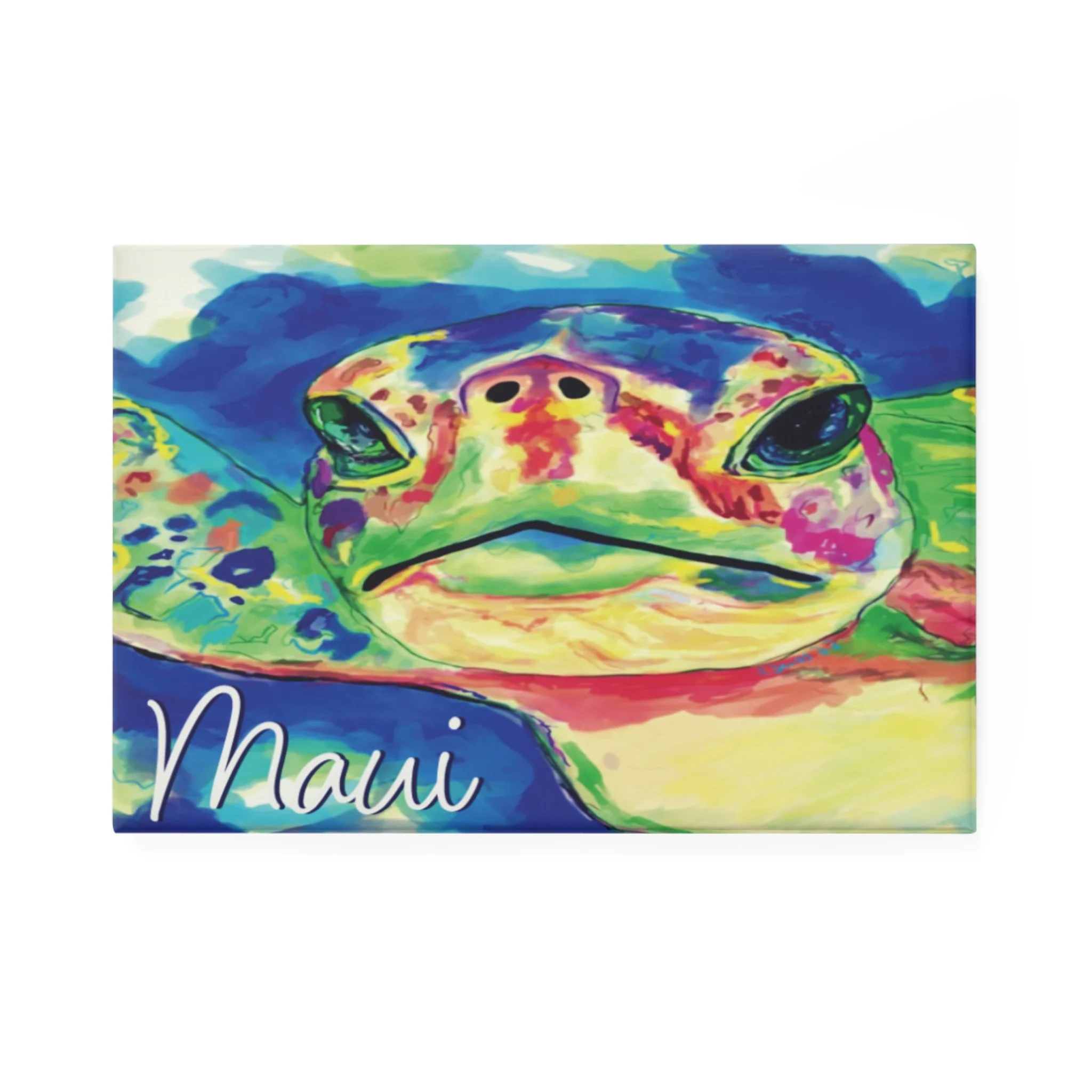 Maui Rainbow Turtle Button Magnet, Rectangle (1 & 10 pcs)