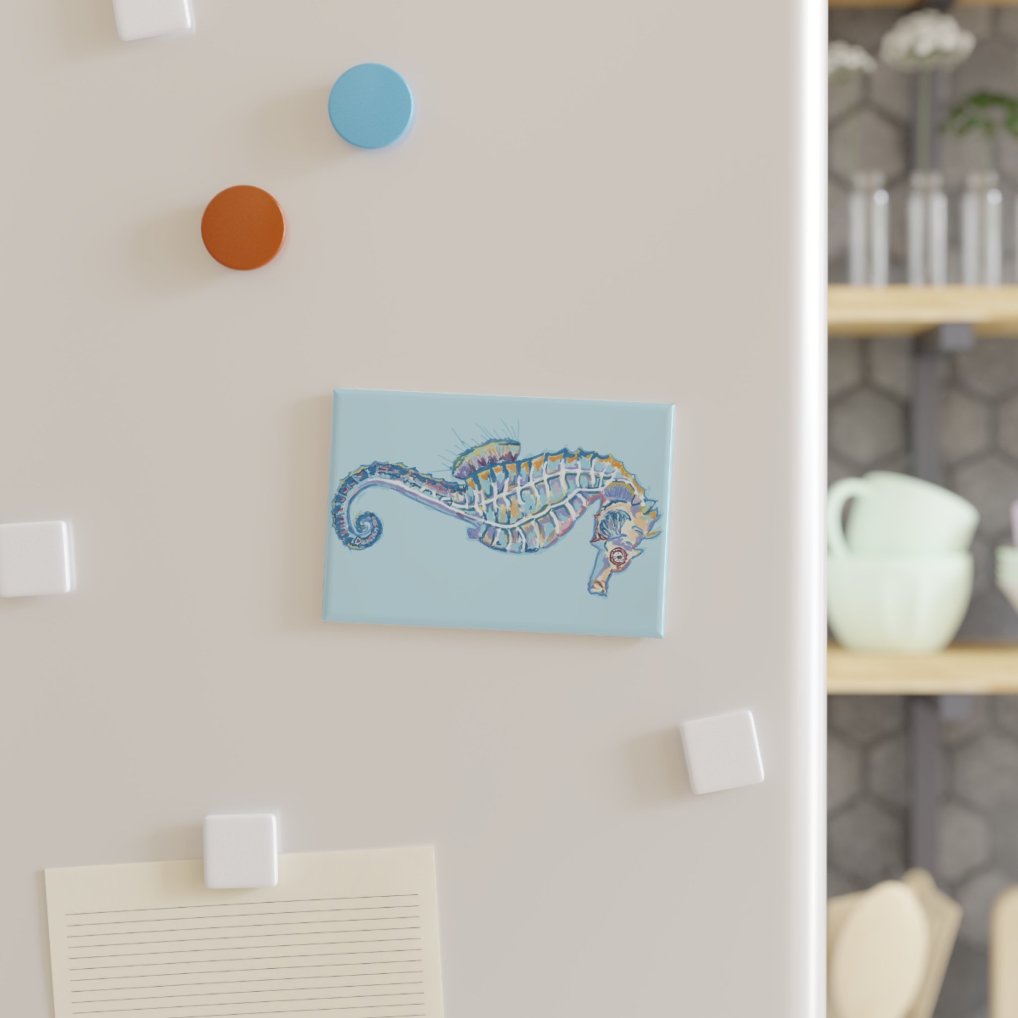 Seahorse Rectangle Magnet — Vibrant 2" x 3" Fridge Button (1 or 10-Pack)