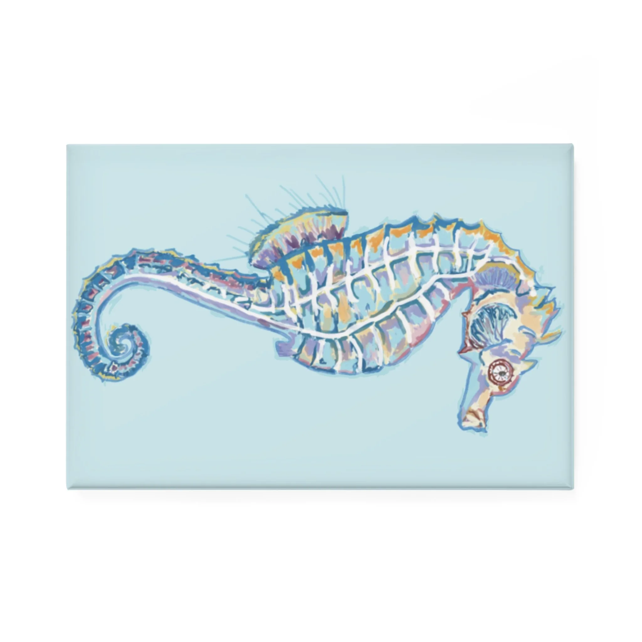 Seahorse Rectangle Magnet — Vibrant 2" x 3" Fridge Button (1 or 10-Pack)