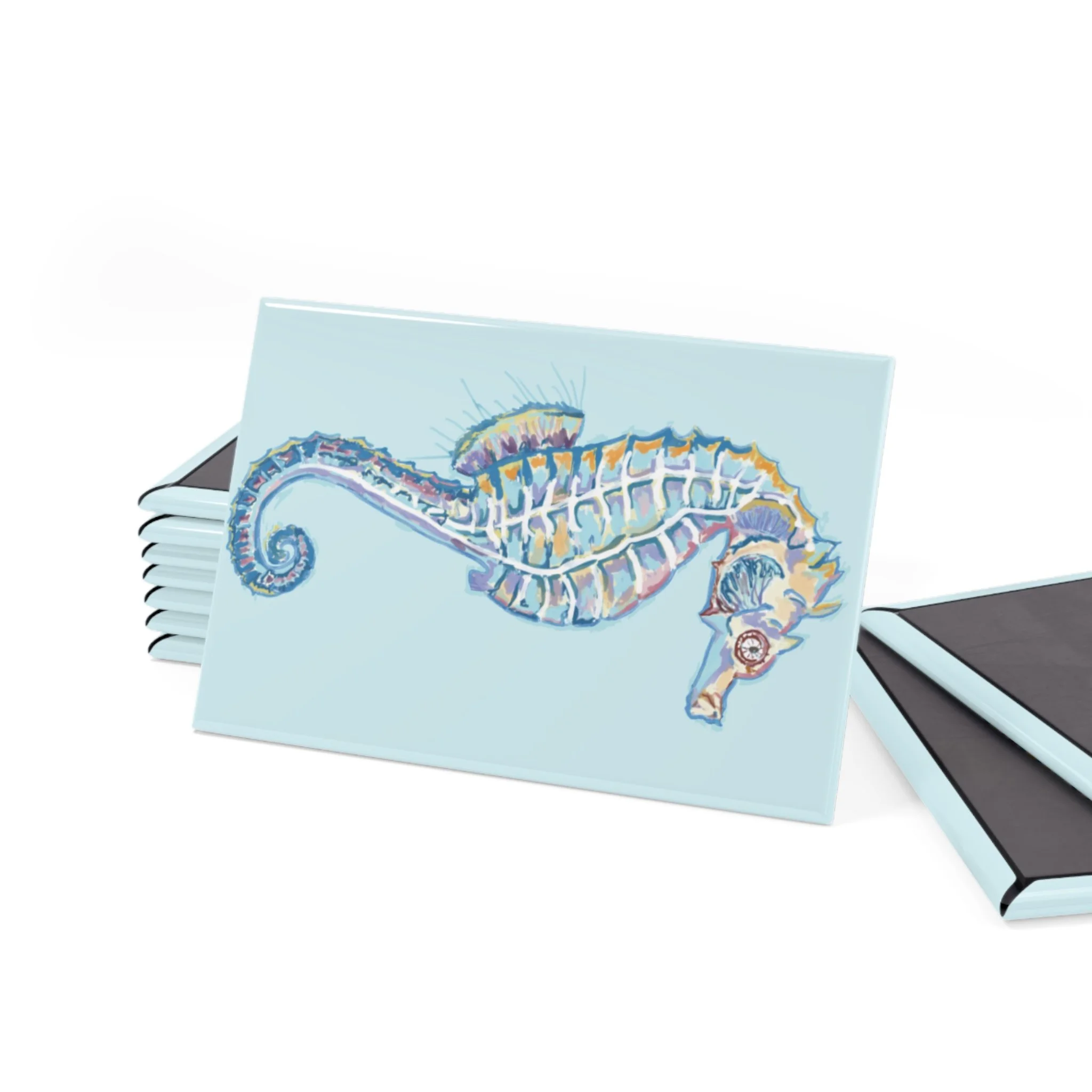 Seahorse Rectangle Magnet — Vibrant 2" x 3" Fridge Button (1 or 10-Pack)