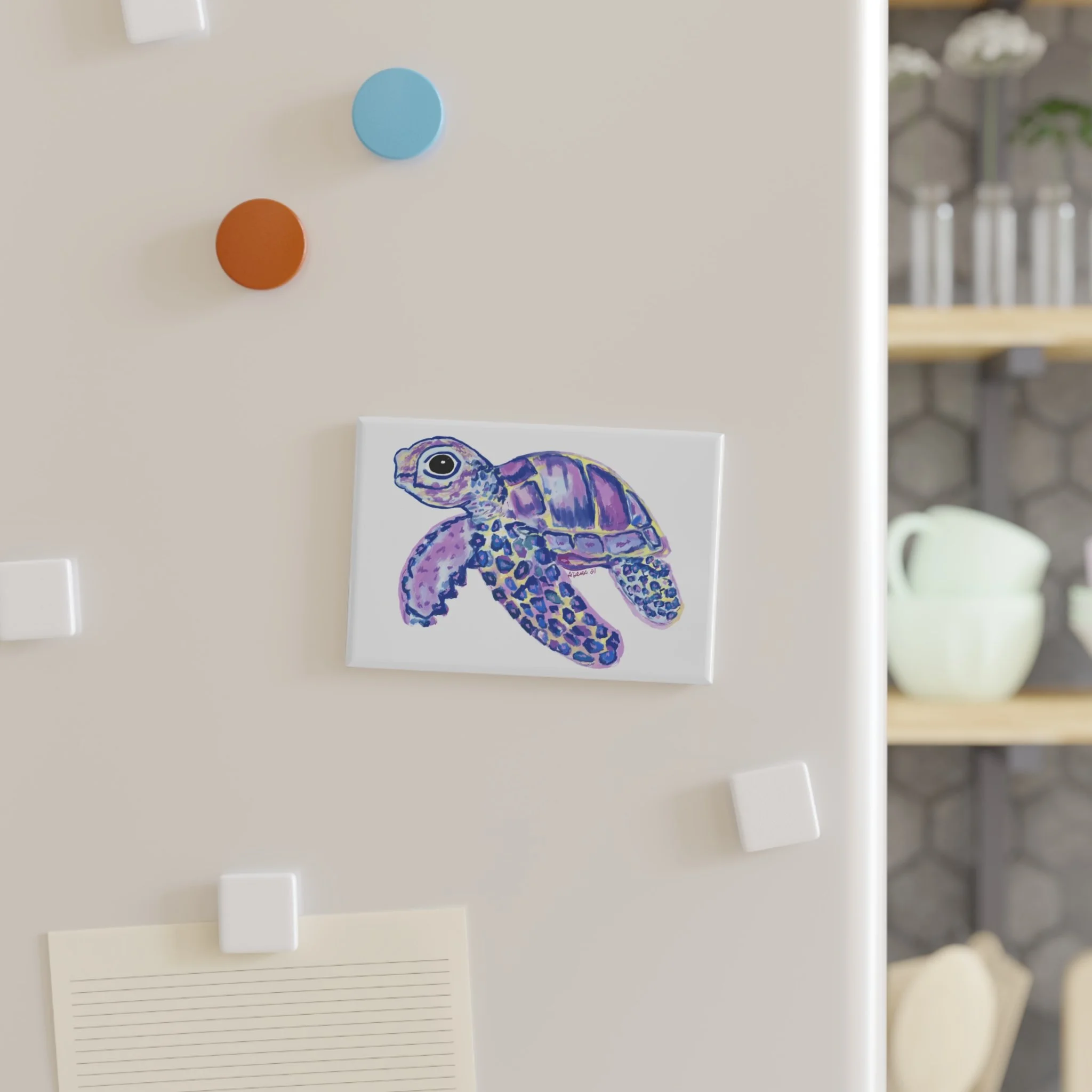 Sea Turtle "Tilley" Aluminum Magnets, Single or Set