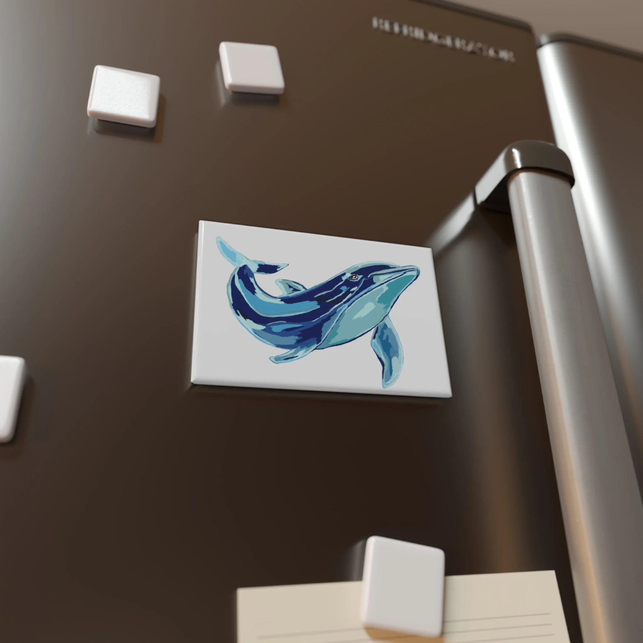 Blue Whale Rectangle Button Magnet - Single or Set