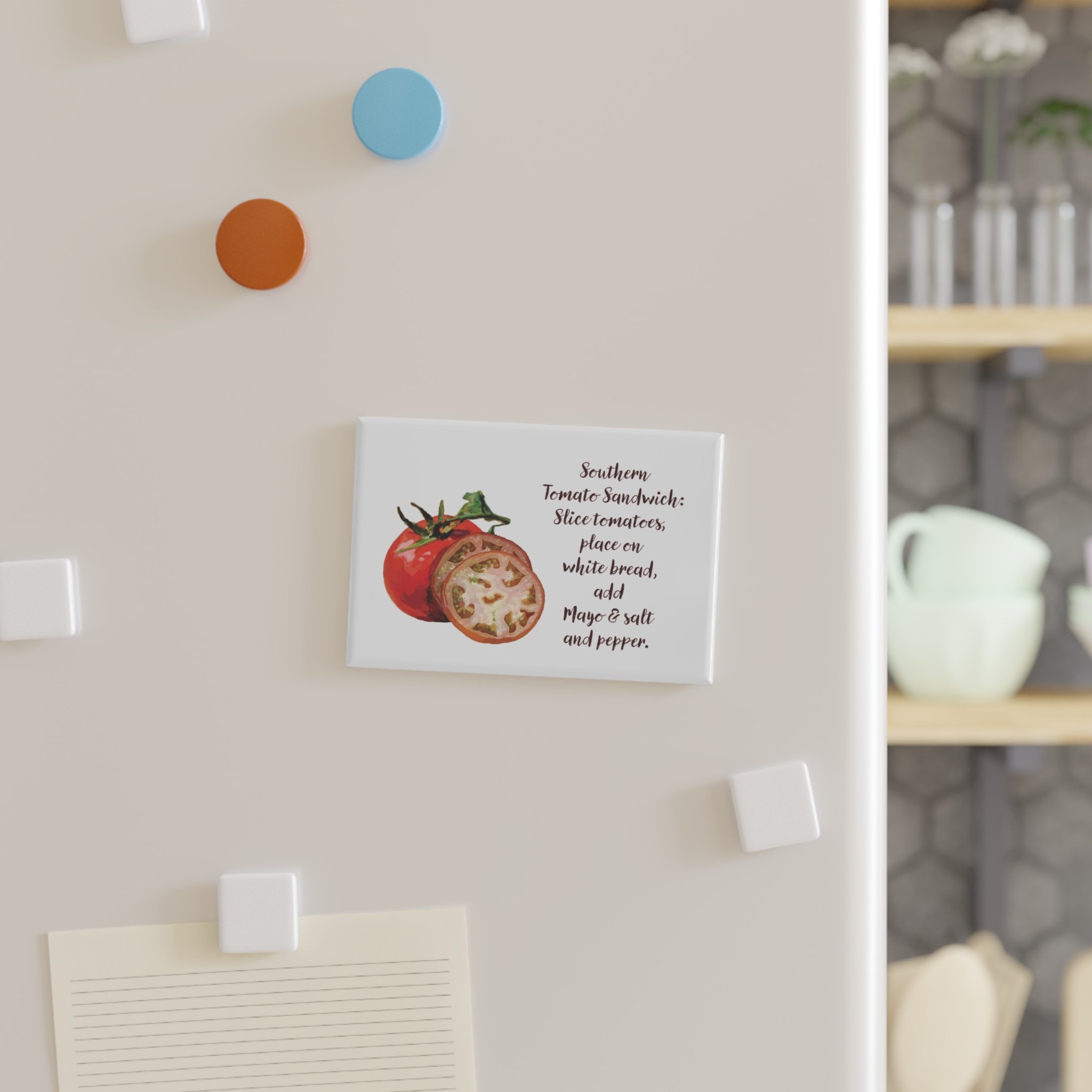 Southern Tomato Sandwich Recipe Aluminum Magnet - Rectangle- Single or Set