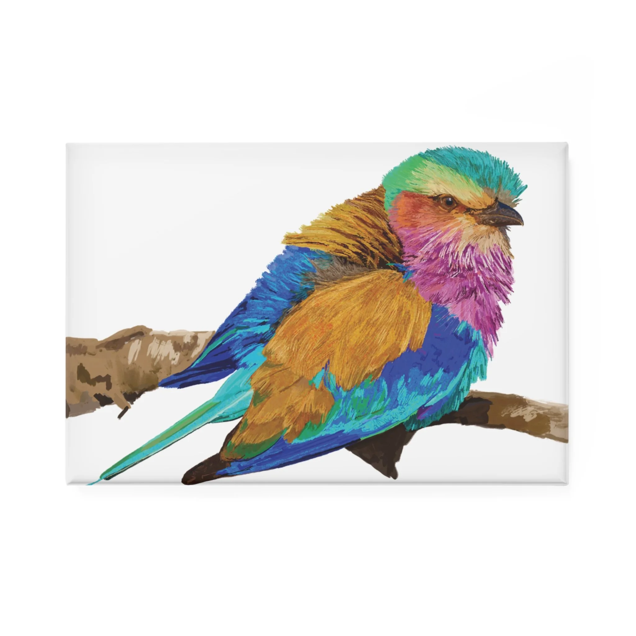 Colorful Lilac-Breasted Roller Aluminum Magnet — Rectangle Refrigerator Magnet