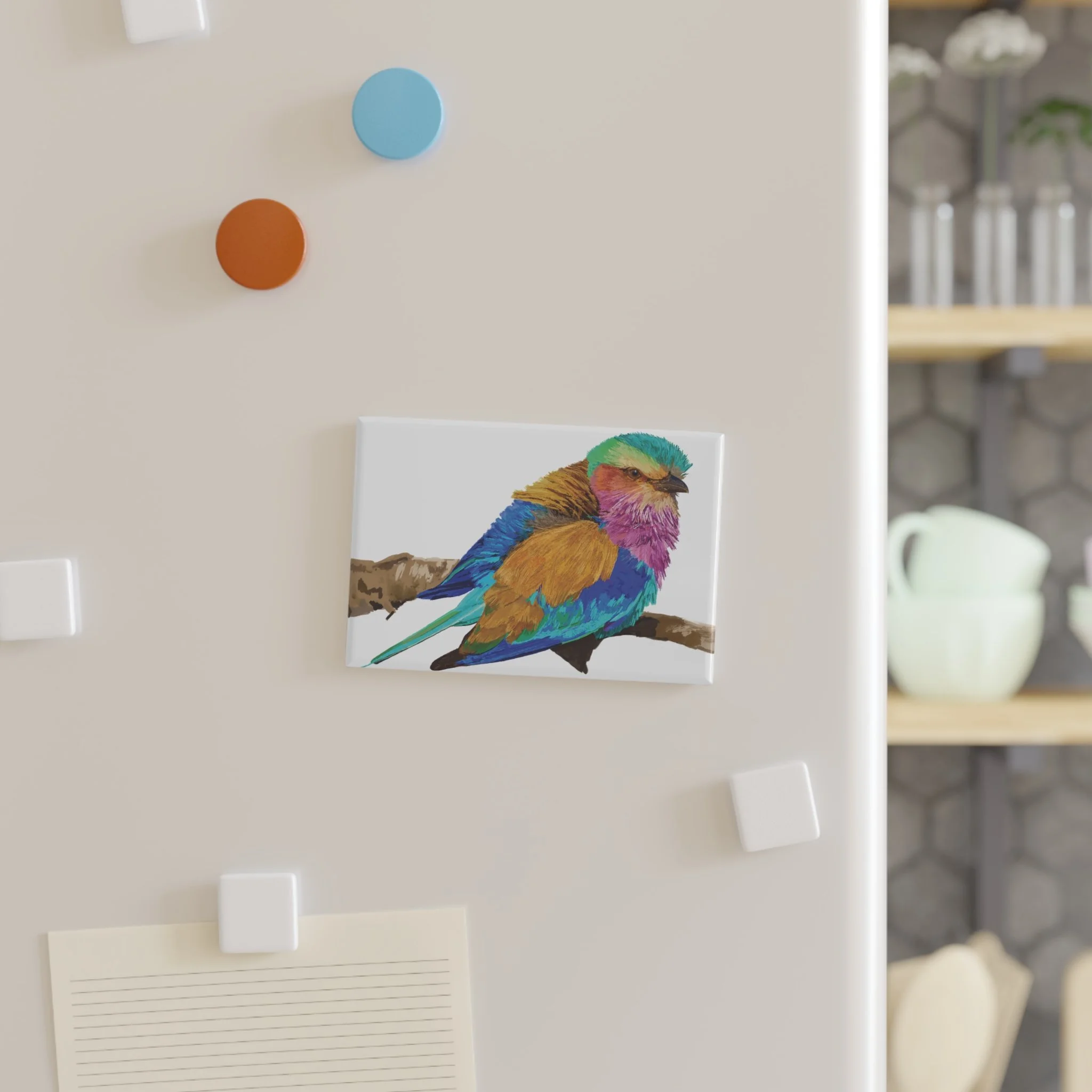 Colorful Lilac-Breasted Roller Aluminum Magnet — Rectangle Refrigerator Magnet