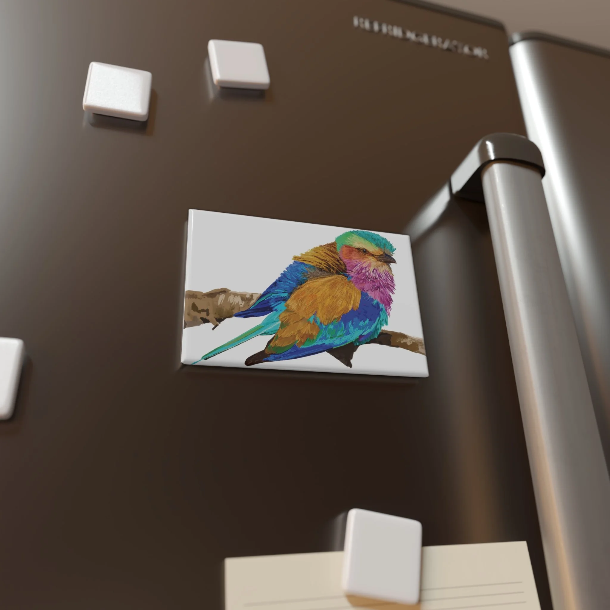 Colorful Lilac-Breasted Roller Aluminum Magnet — Rectangle Refrigerator Magnet