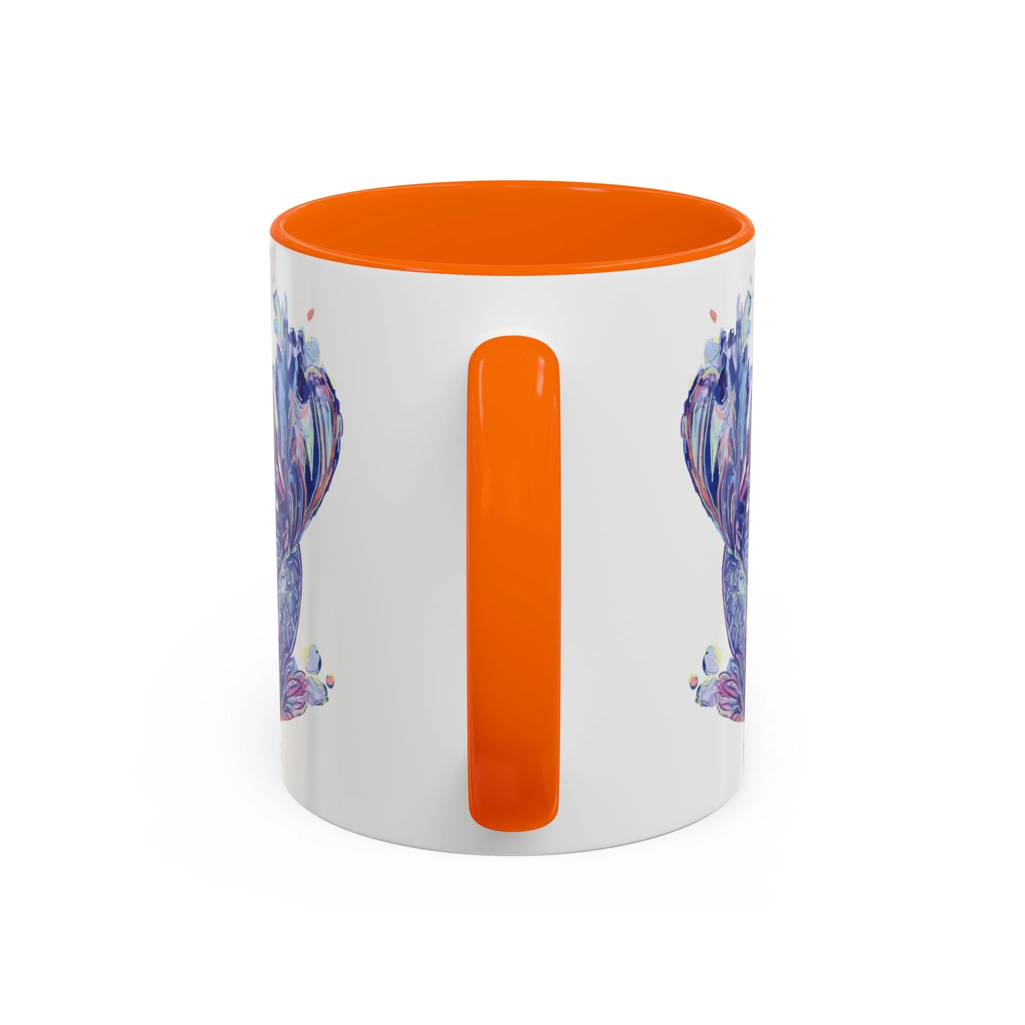 Watercolor Betta Fish Two Tone Ceramic Coffee Mugs 11oz Orange