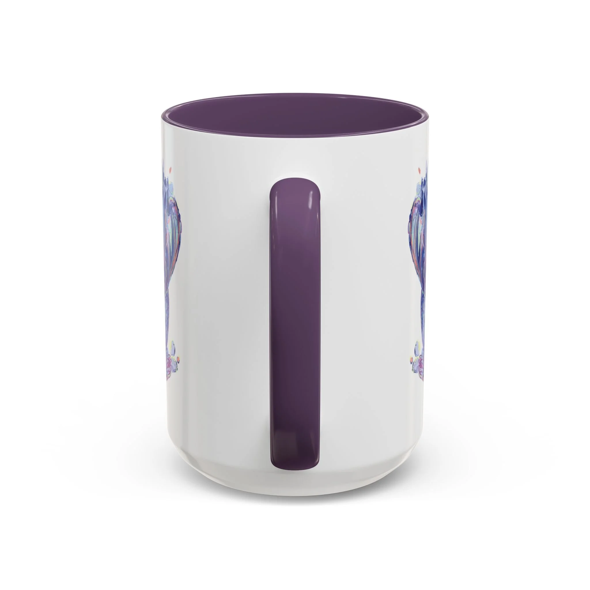 Watercolor Betta Fish Two Tone Ceramic Coffee Mugs 15oz Purple