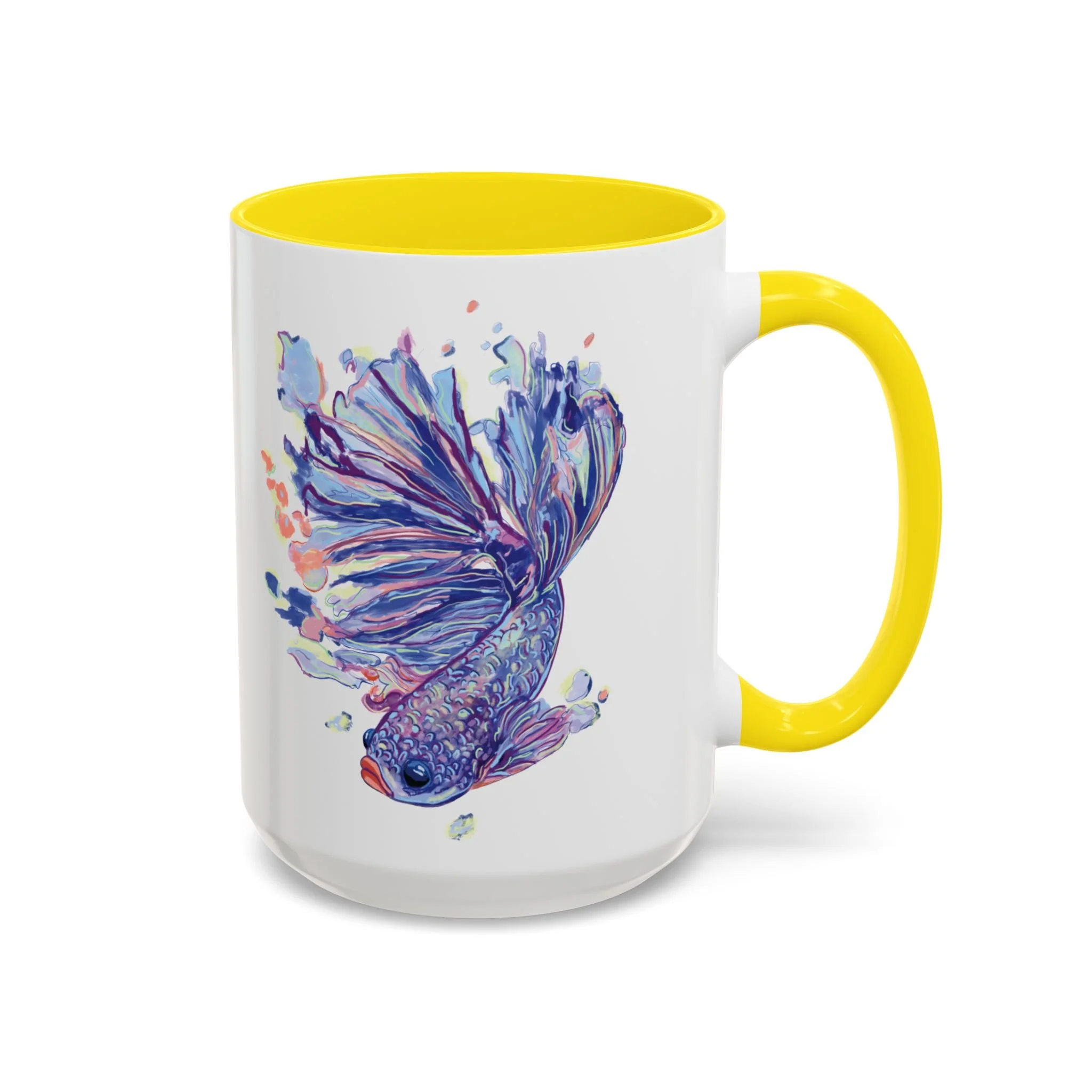 Watercolor Betta Fish Two Tone Ceramic Coffee Mugs