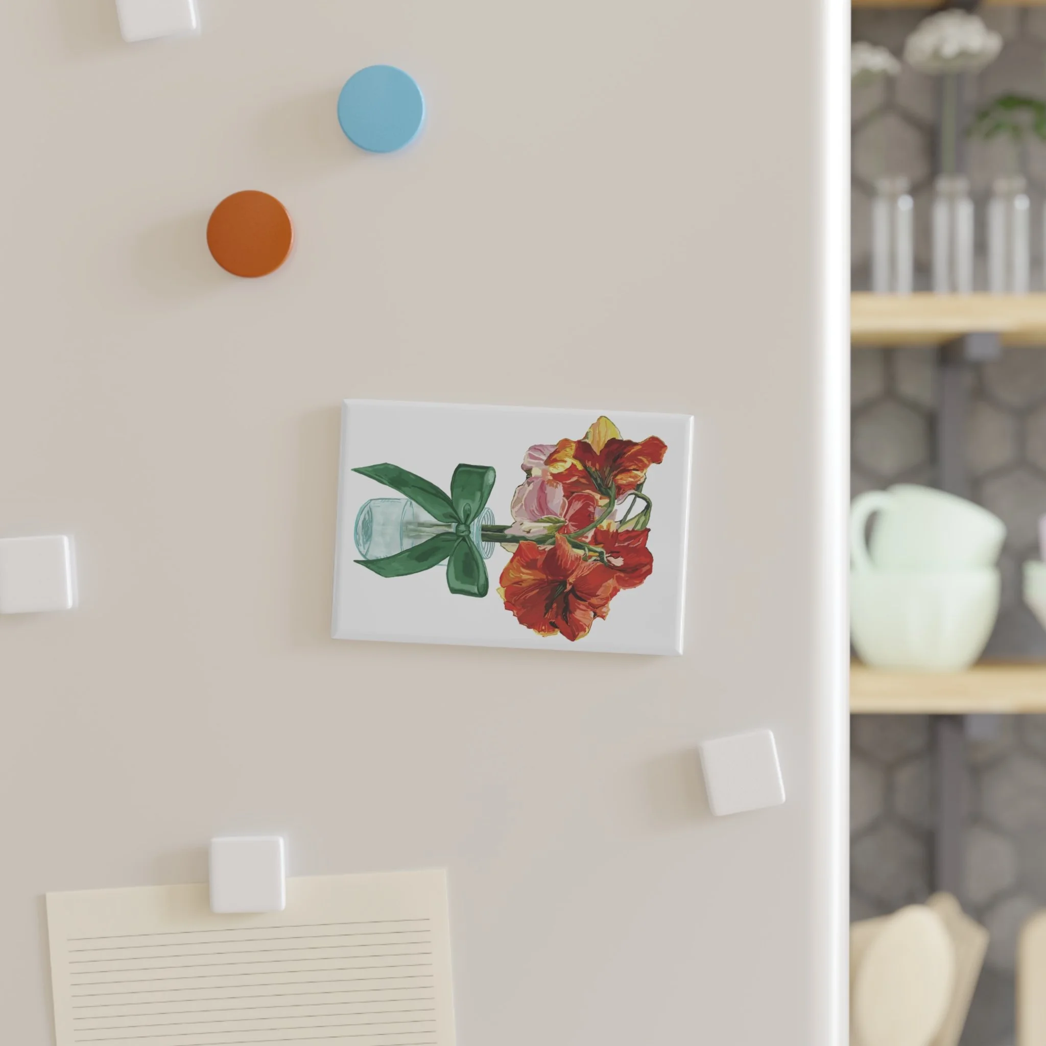 Red Amaryllis Bouquet Vase Rectangle Magnet