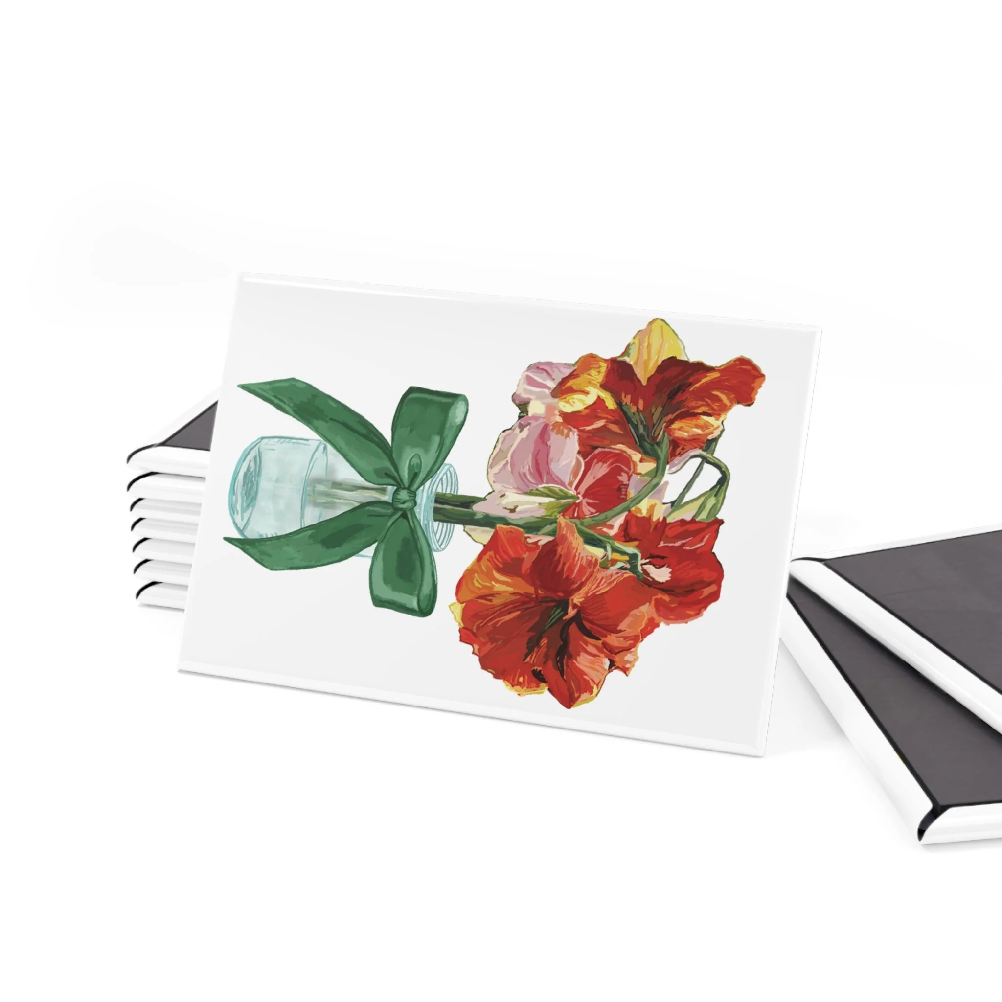 Red Amaryllis Bouquet Vase Rectangle Magnet