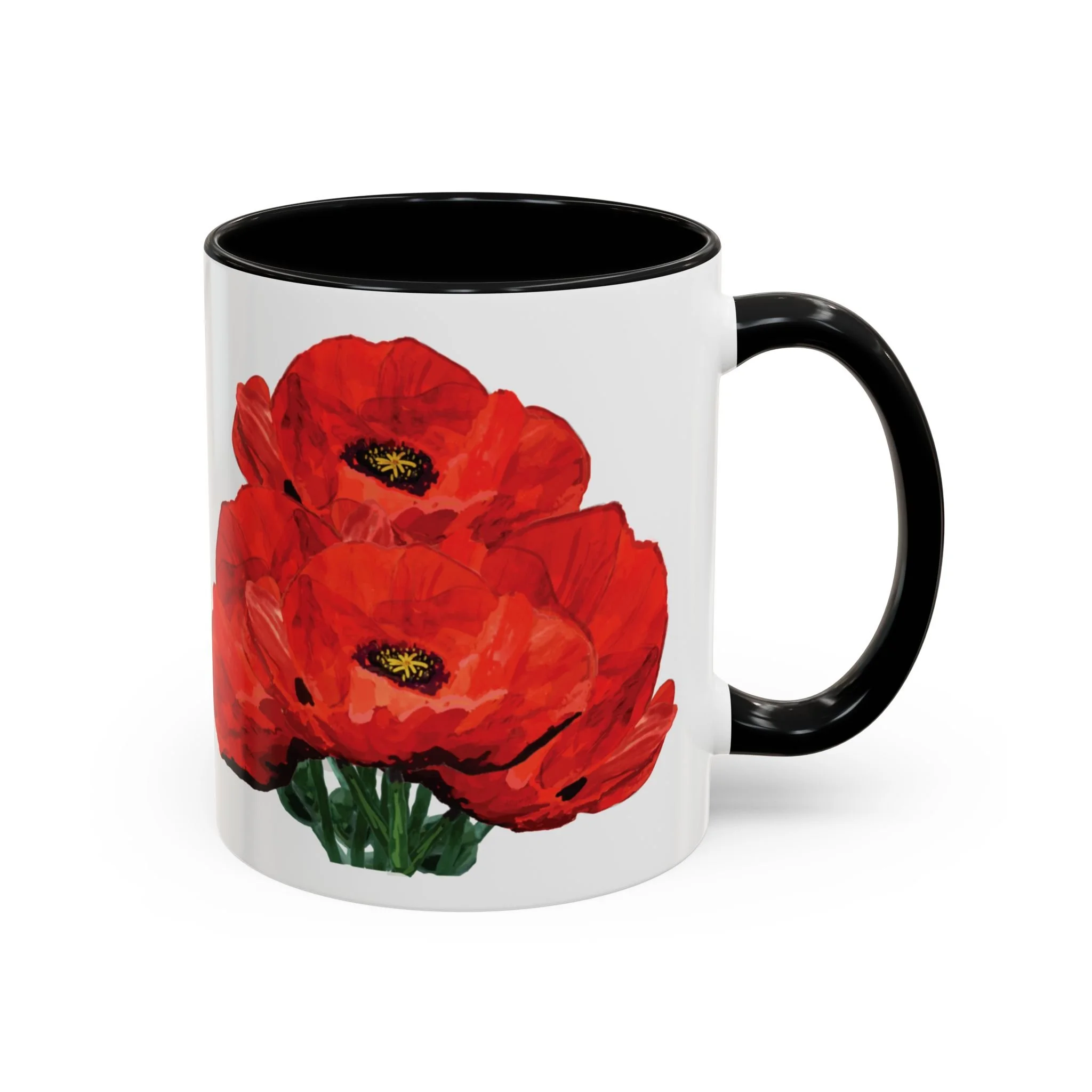 Poppy Floral Accent Coffee Mug 11oz black