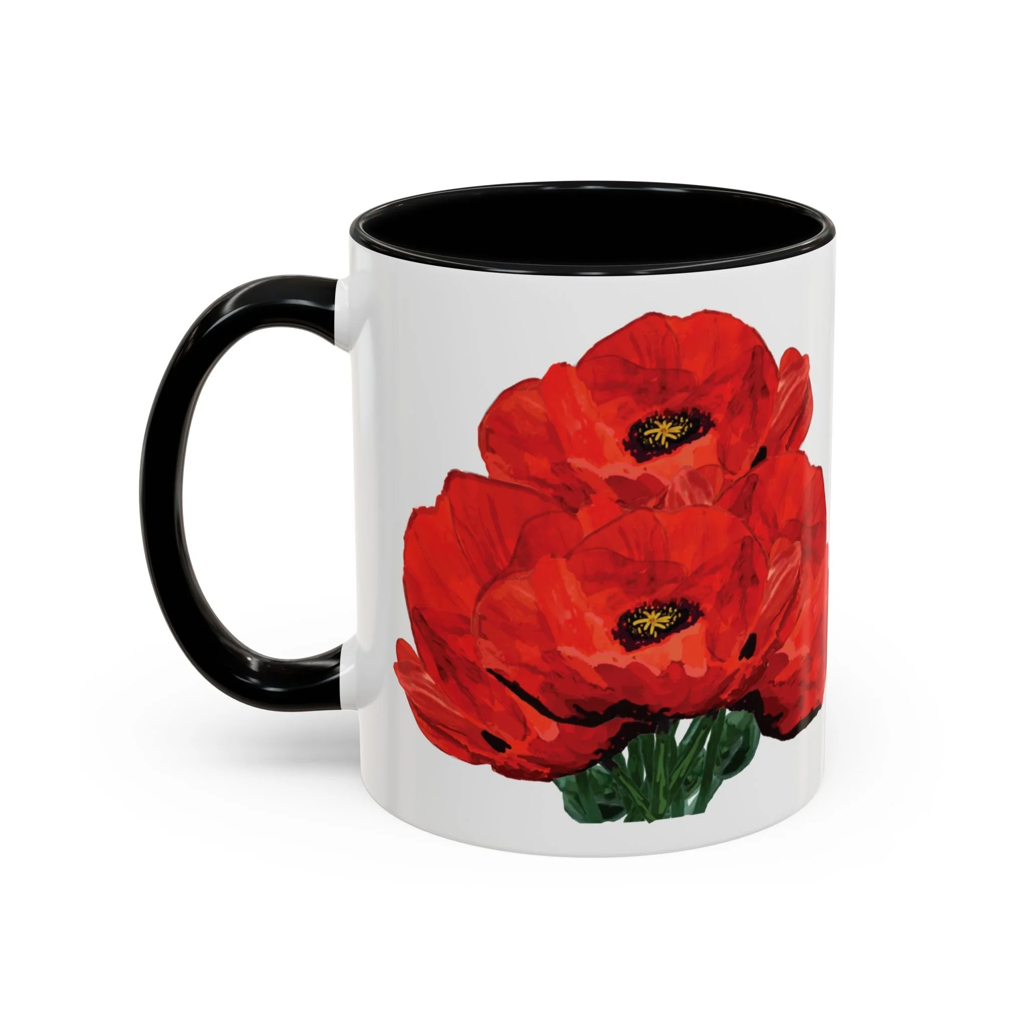 Poppy Floral Accent Coffee Mug 11oz black