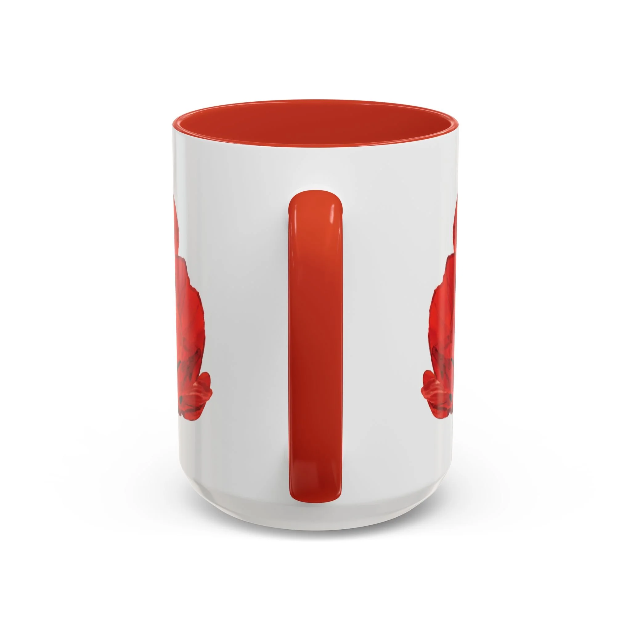 Poppy Floral Accent Coffee Mug 15oz red