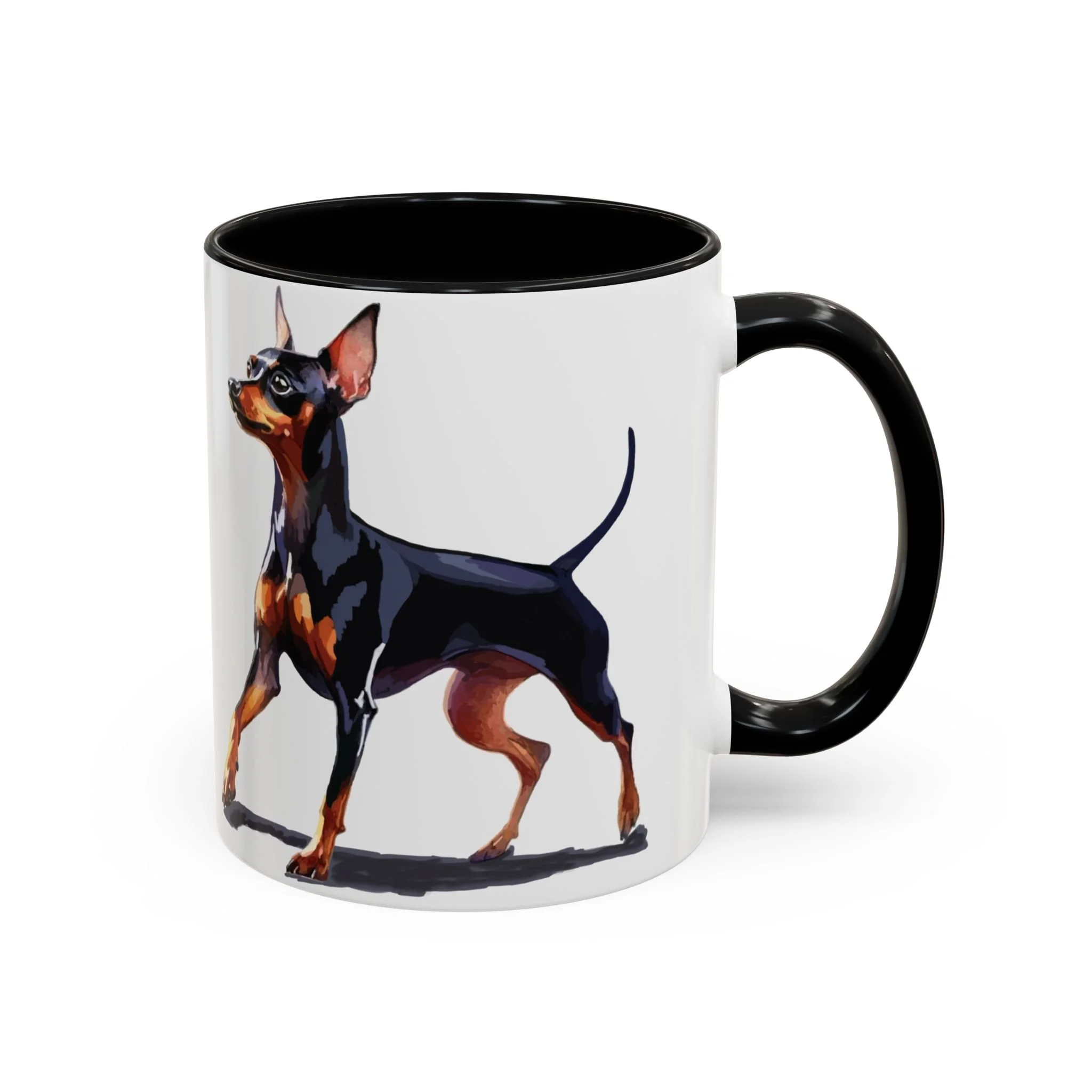 Miniature Pinscher Dog Two Tone Ceramic Coffee Mug 11oz Black