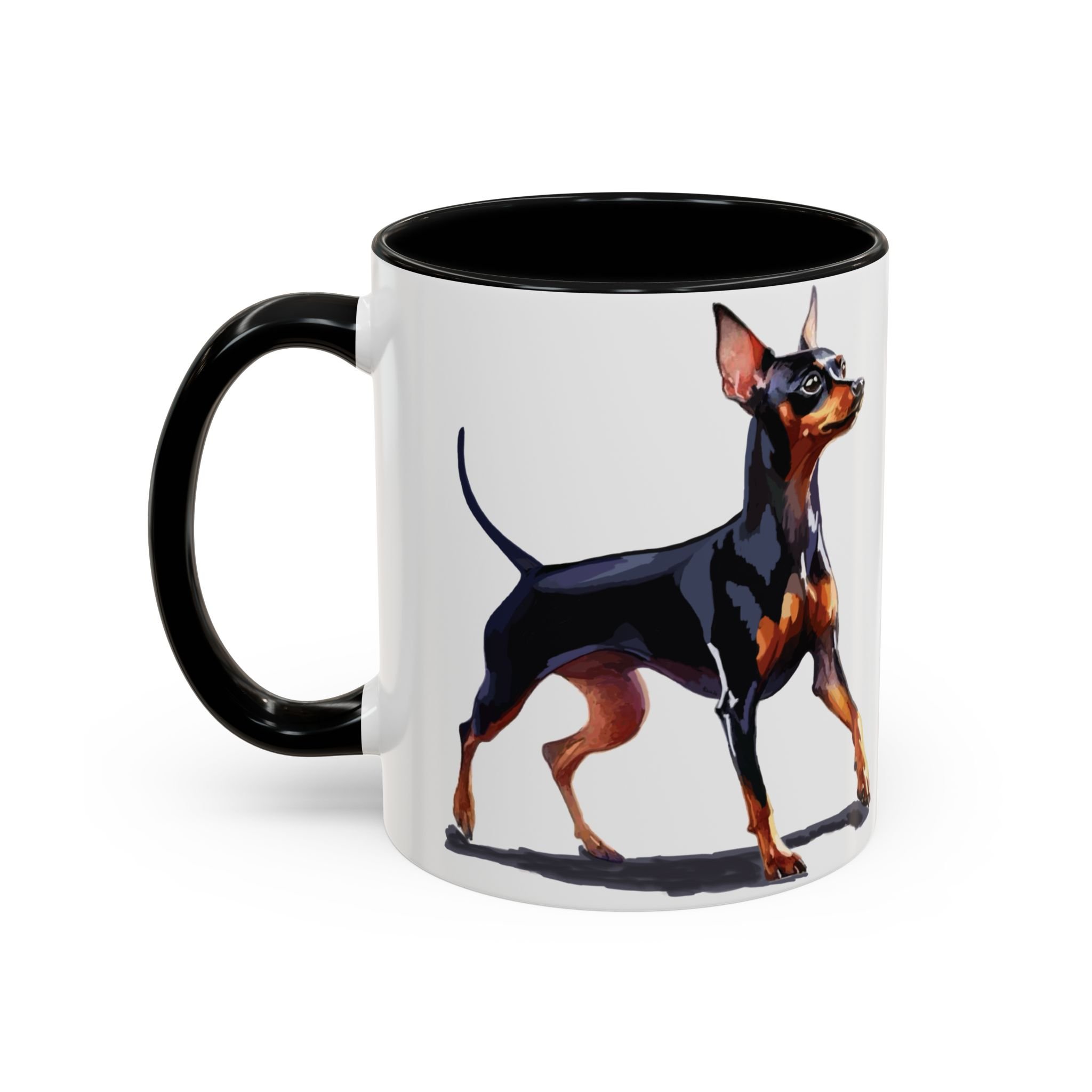 6f0b58Miniature Pinscher Dog Two Tone Ceramic Coffee Mug 11oz Black6267f0df6246824b0eebd28e71