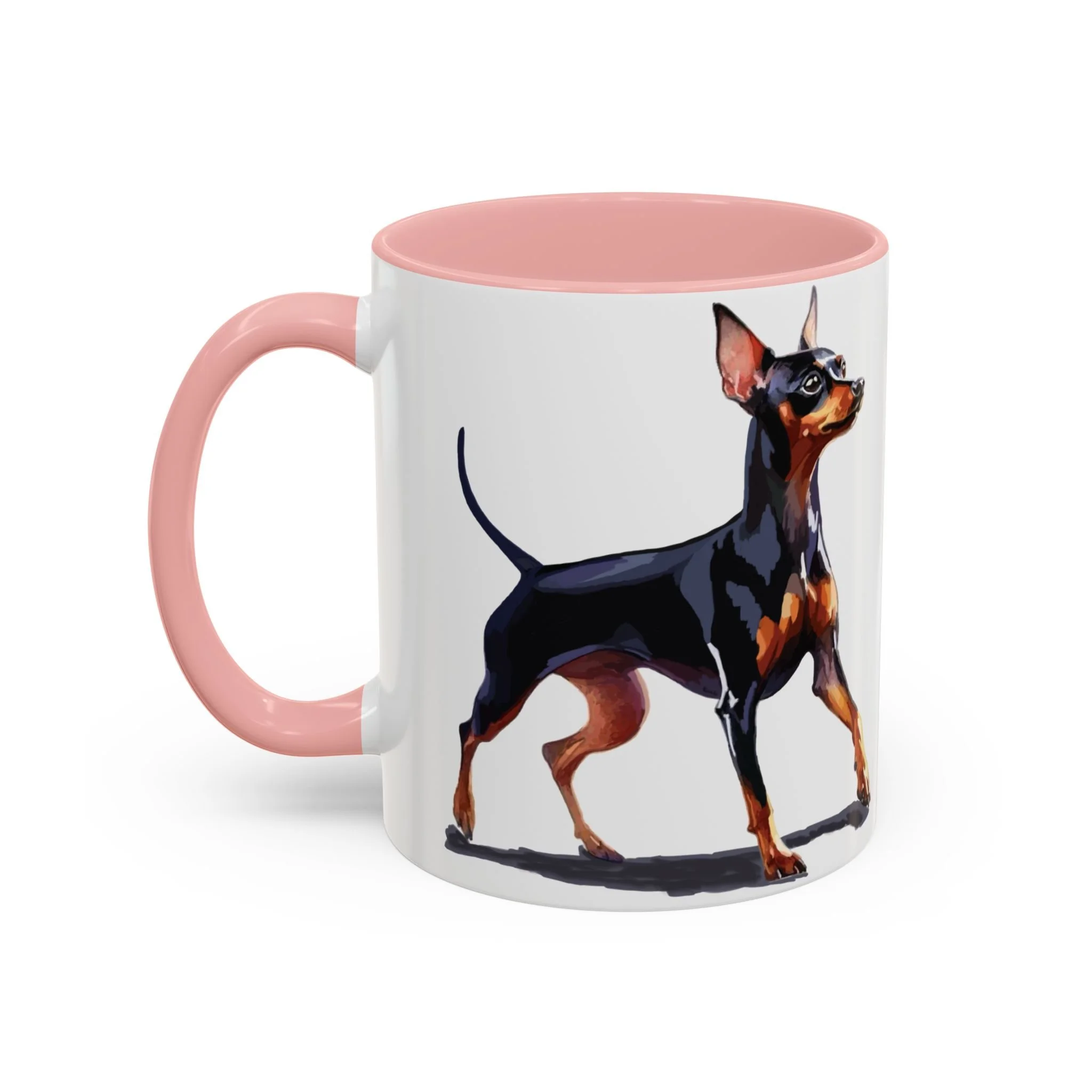 Miniature Pinscher Dog Two Tone Ceramic Coffee Mug 11oz Pink