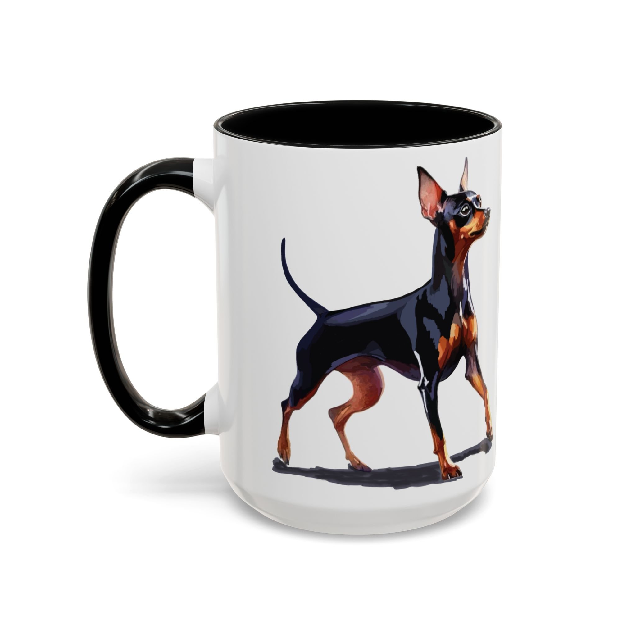 Miniature Pinscher Dog Two Tone Ceramic Coffee Mug 15oz Black
