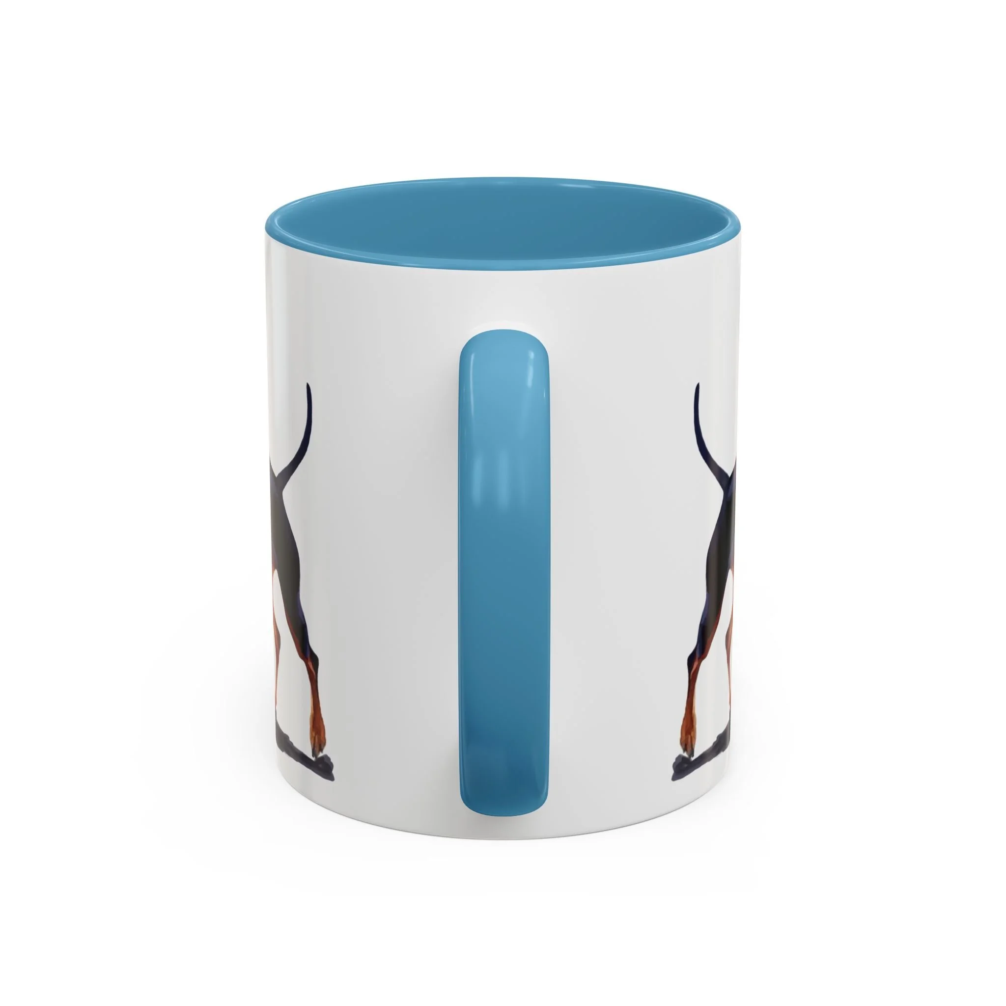 Miniature Pinscher Dog Two Tone Ceramic Coffee Mug 11oz Light Blue