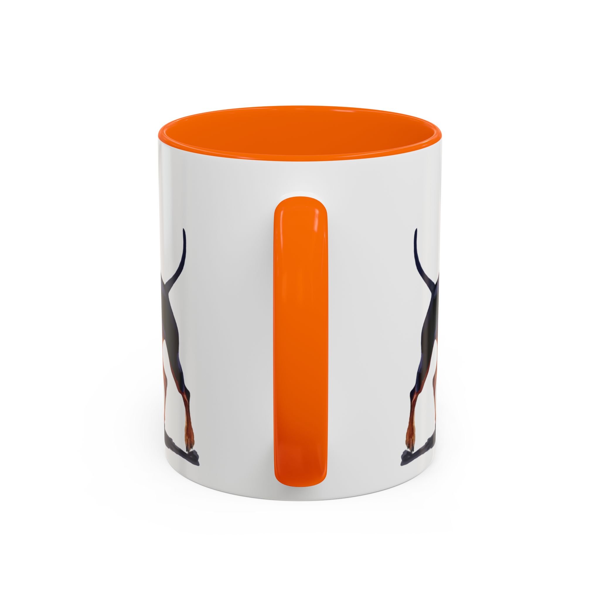 Miniature Pinscher Dog Two Tone Ceramic Coffee Mug 11oz Orange