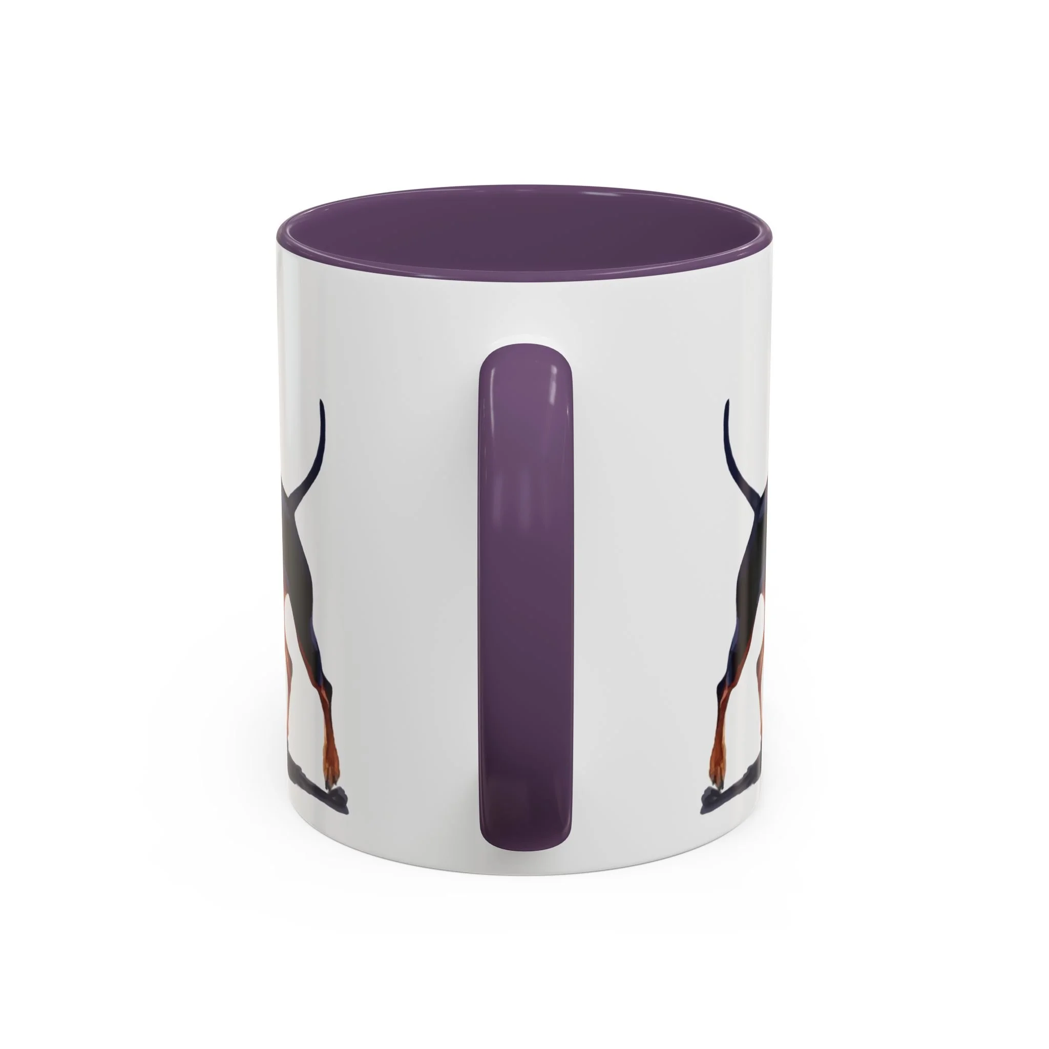Miniature Pinscher Dog Two Tone Ceramic Coffee Mug 11oz Purple