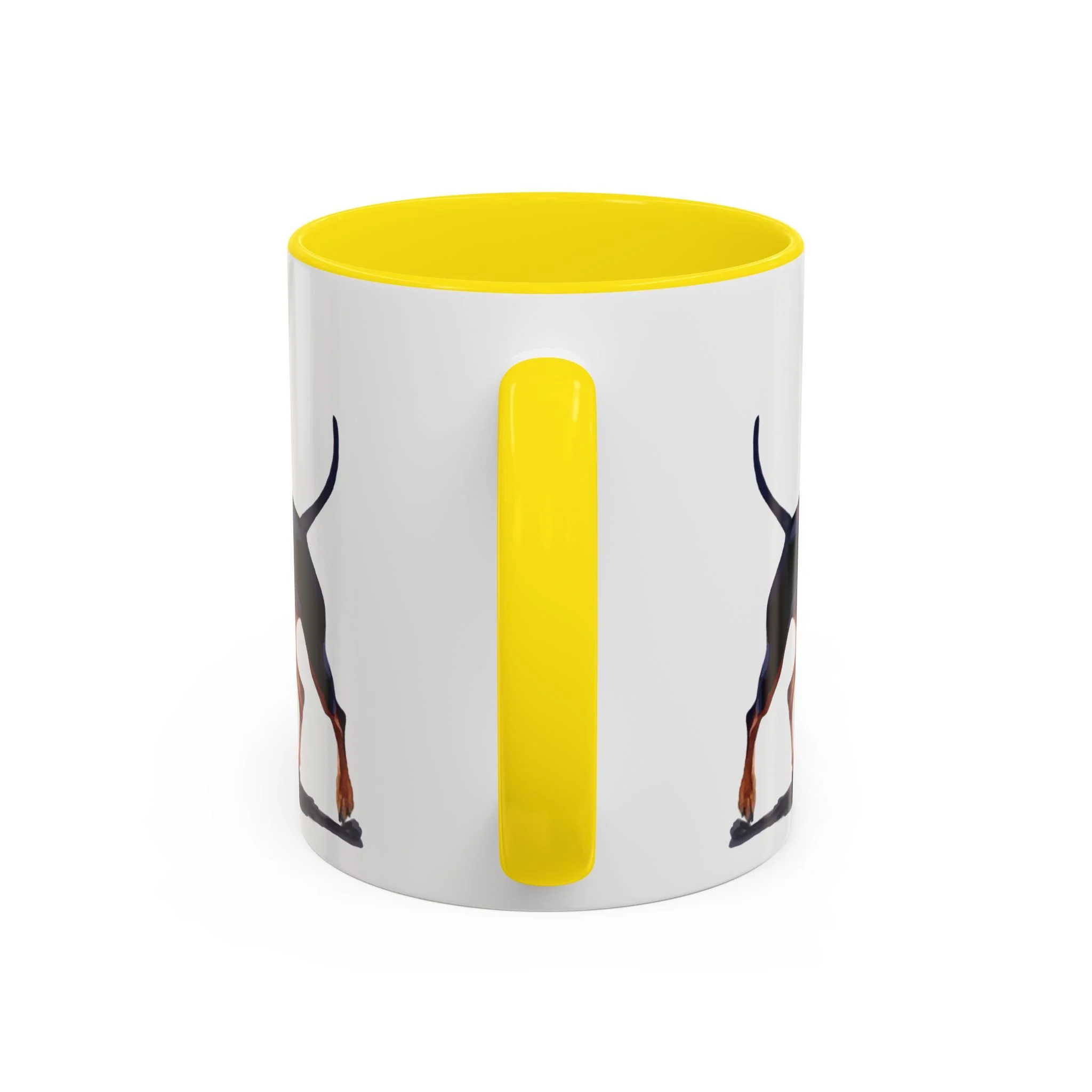 Miniature Pinscher Dog Two Tone Ceramic Coffee Mug 11oz Yellow