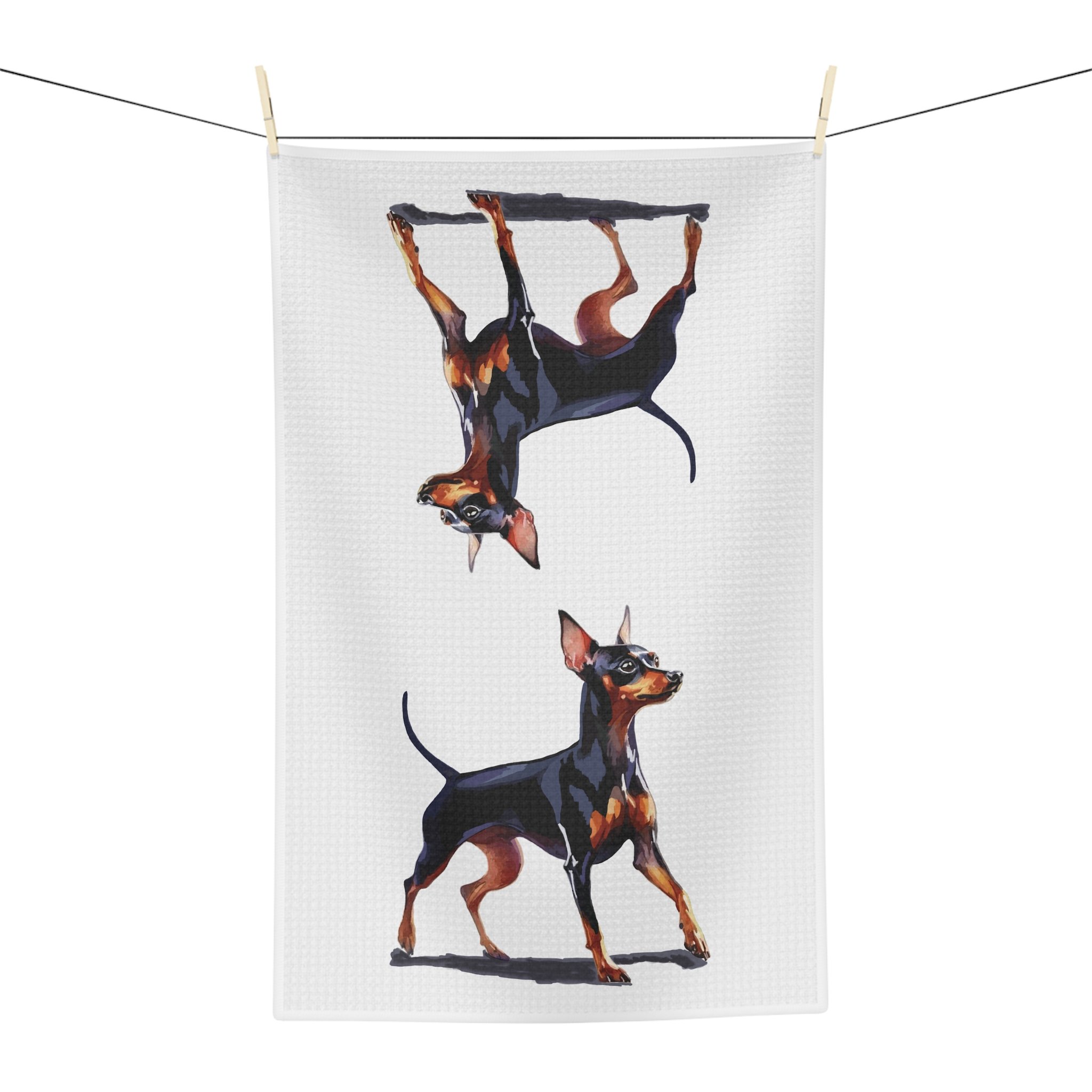 Mini Pinscher Microfiber Waffle Kitchen Towel 16" x 25"