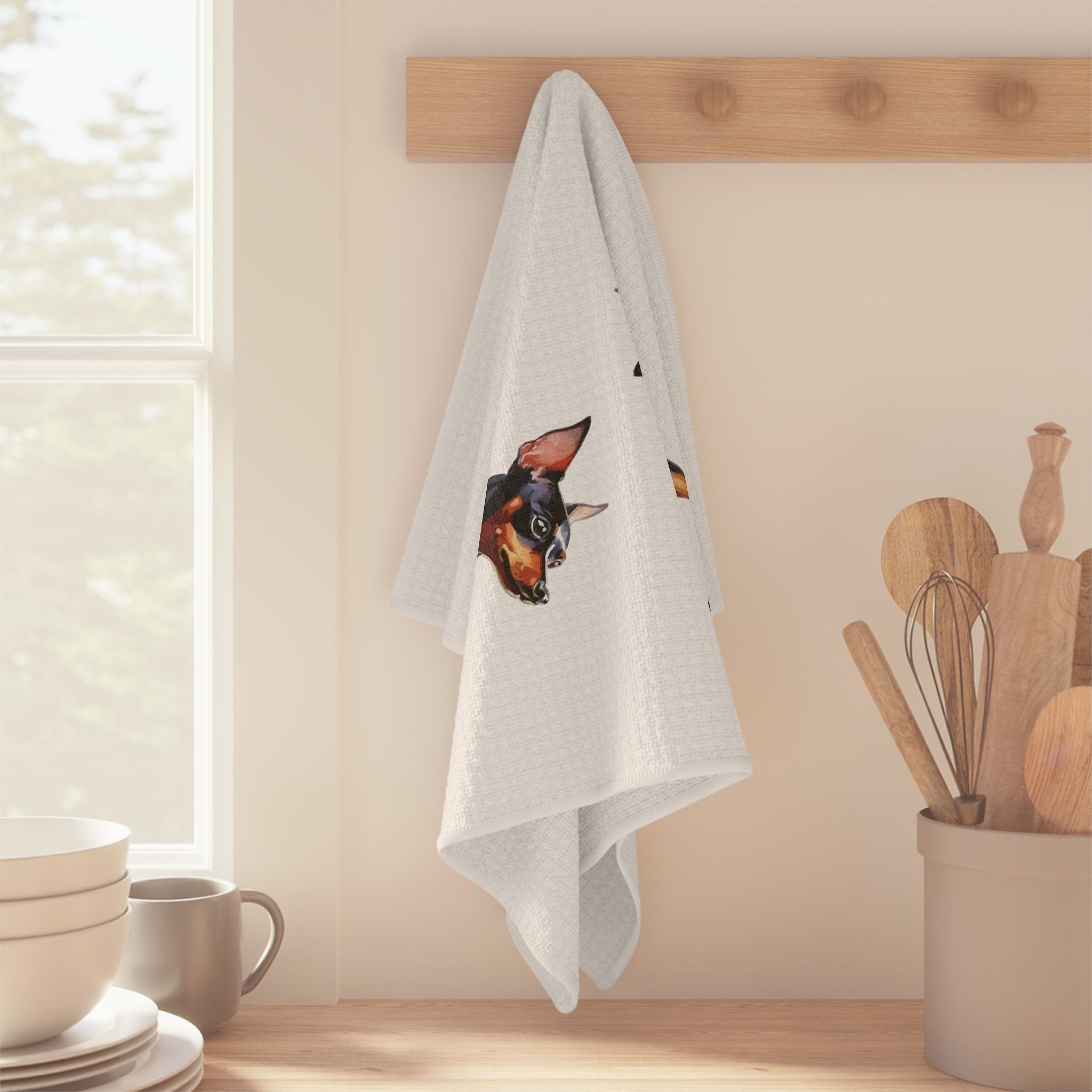 Mini Pinscher Microfiber Waffle Kitchen Towel 16" x 25"