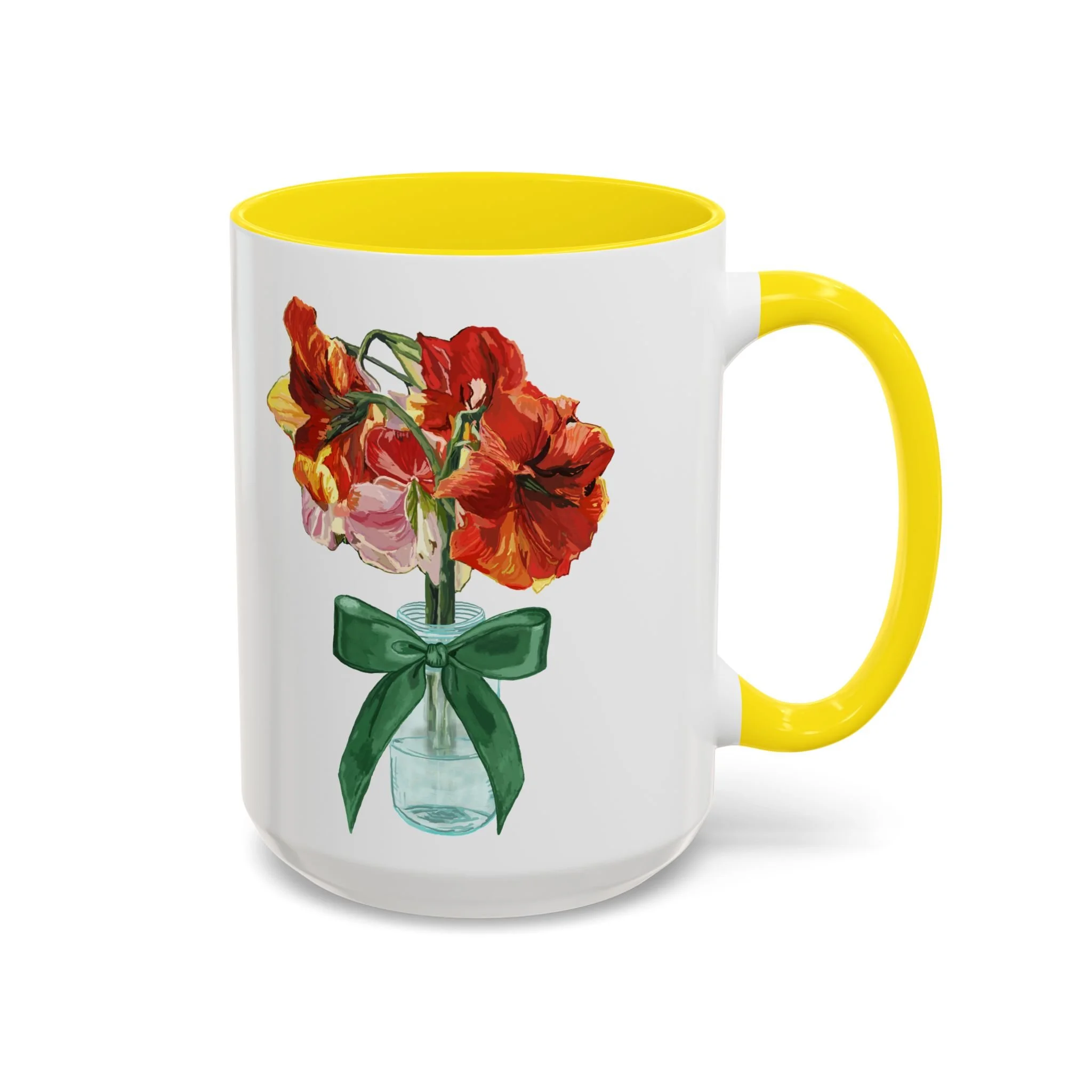 Amaryllis Bouquet Two Tone Ceramic Coffee Mugs — Floral