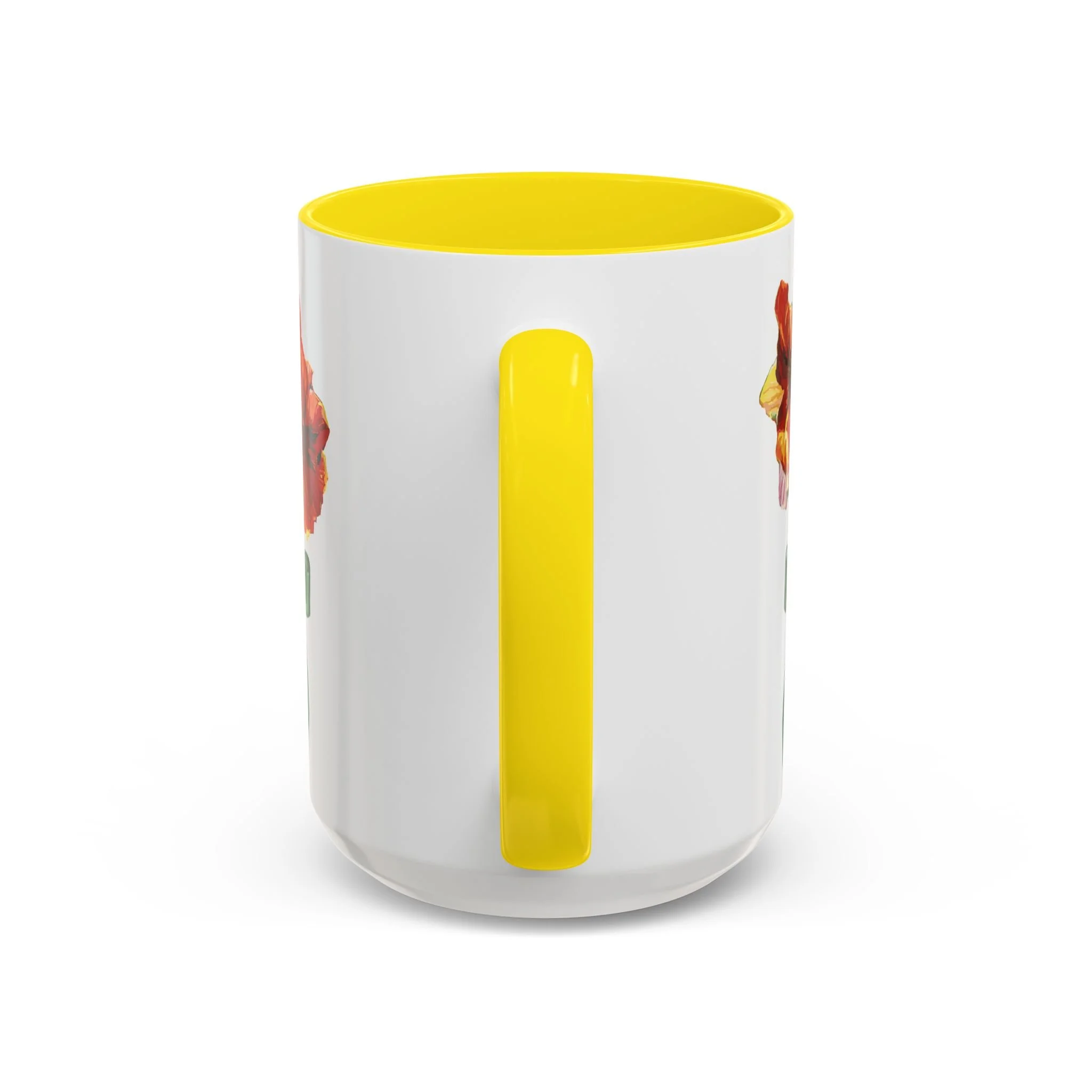 Amaryllis Bouquet Two Tone Ceramic Coffee Mugs 15oz Yellow — Floral