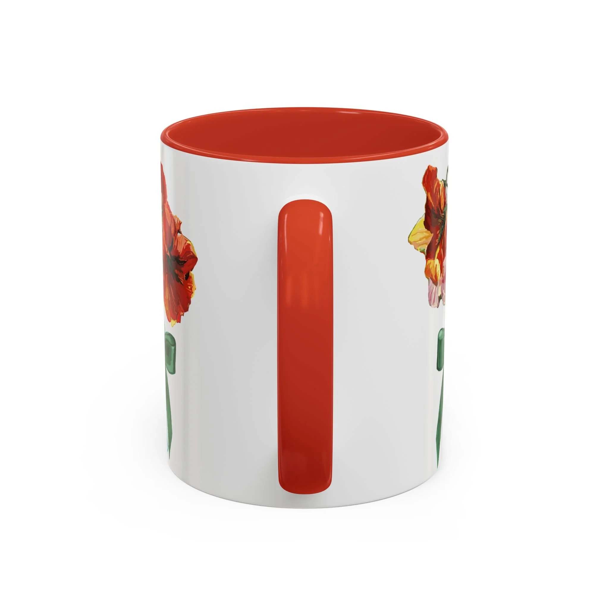 Amaryllis Bouquet Two Tone Ceramic Coffee Mugs 11oz Red — Floral