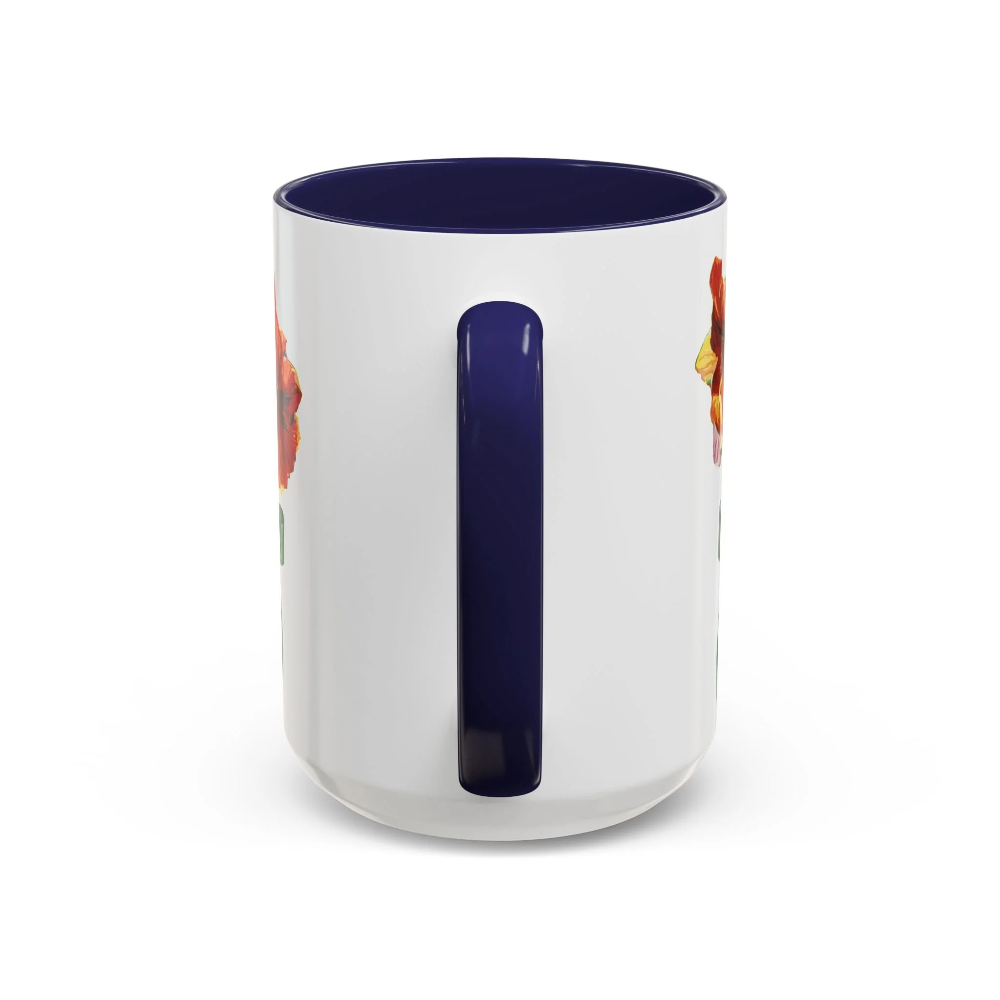 Amaryllis Bouquet Two Tone Ceramic Coffee Mugs 15oz Navy — Floral
