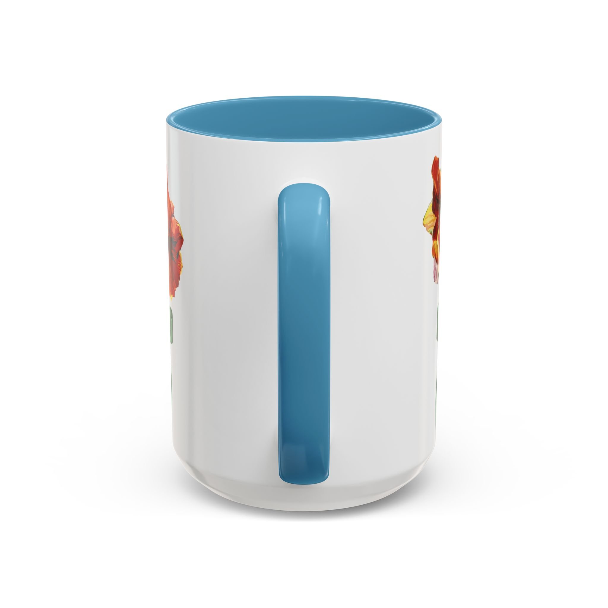 Amaryllis Bouquet Two Tone Ceramic Coffee Mugs 15oz Light Blue — Floral