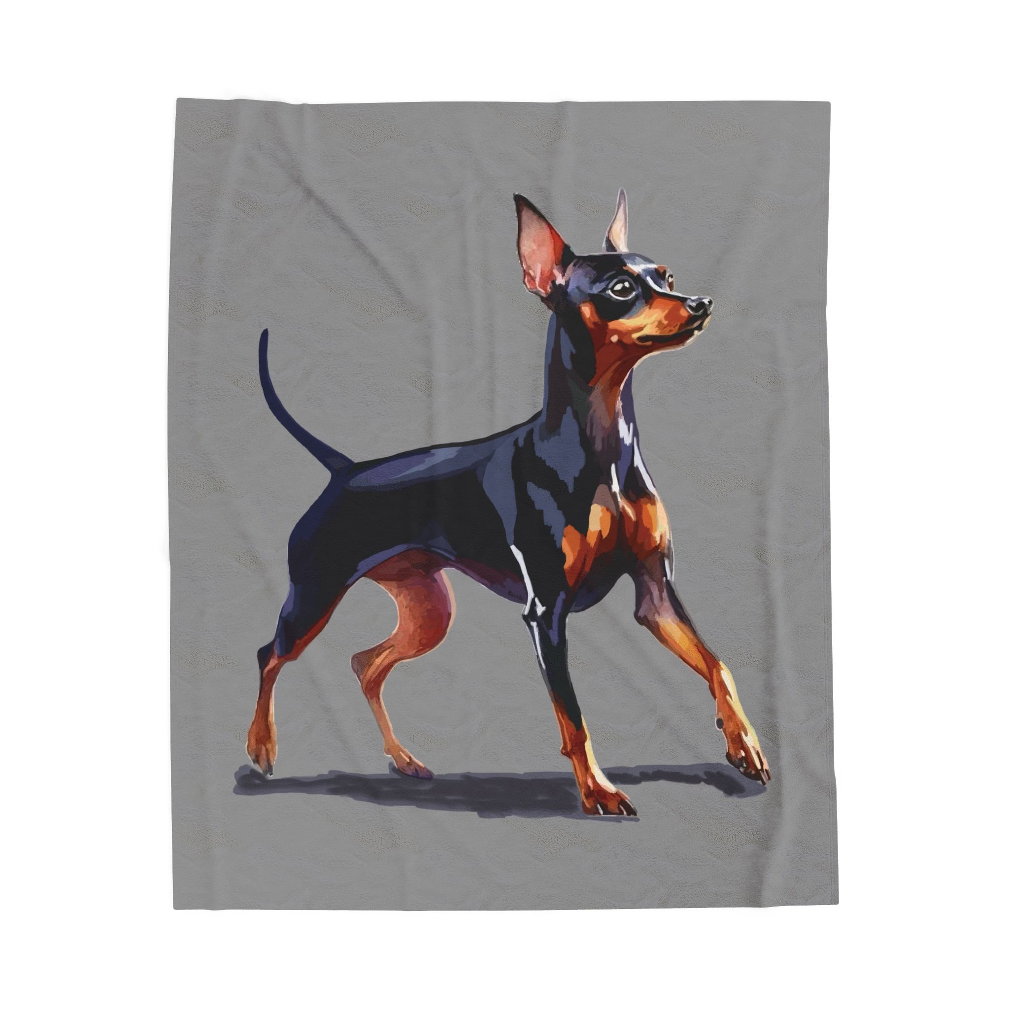 Miniature Pinscher Velveteen Plush Blanket — Soft Dog Portrait Throw for Pet Lovers