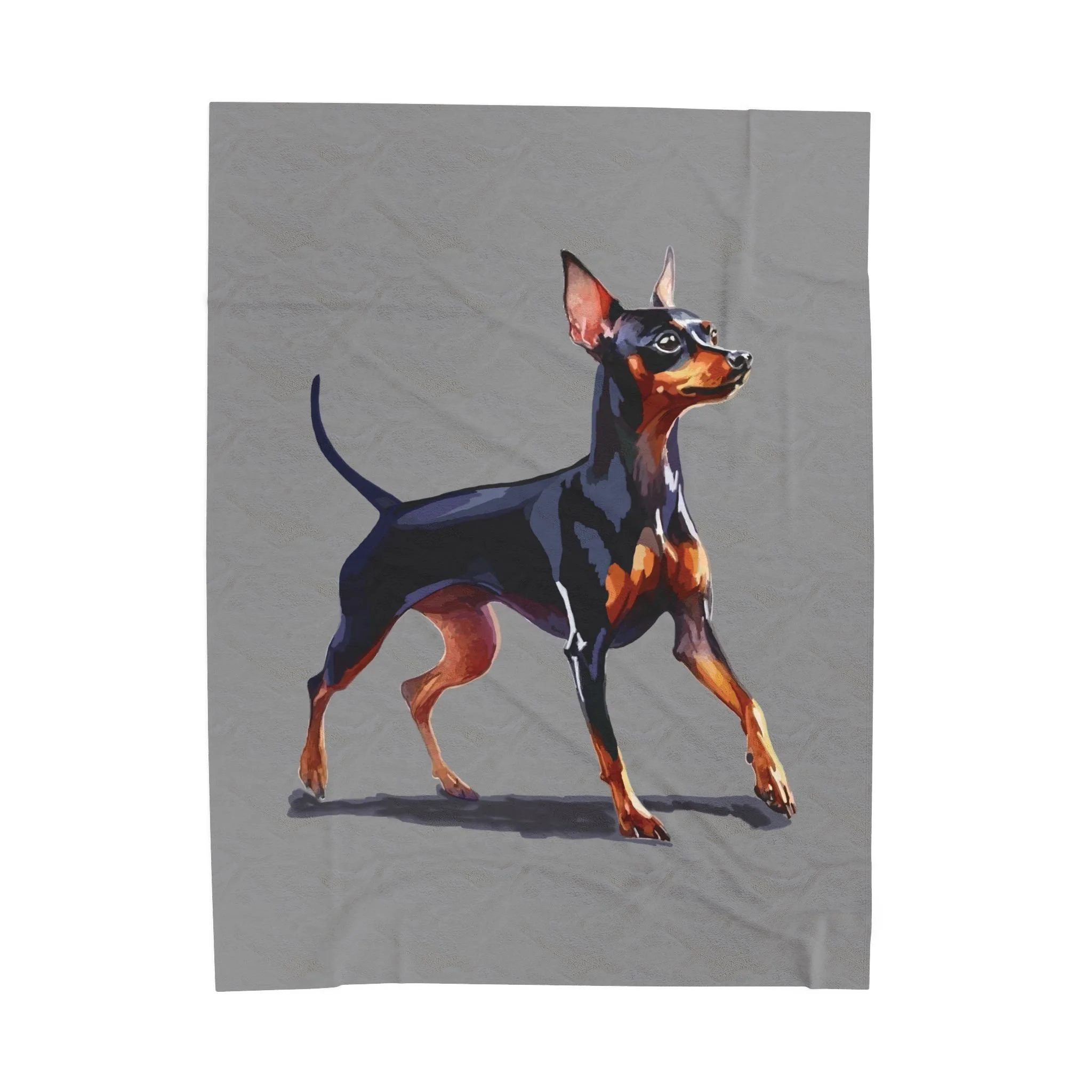 Miniature Pinscher Velveteen Plush Blanket — Soft Dog Portrait Throw for Pet Lovers 60" x 80"